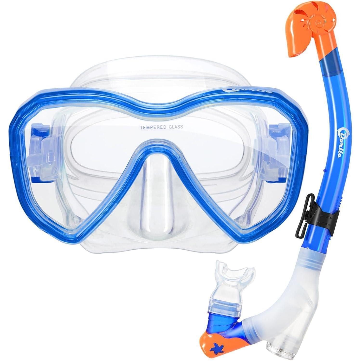 Schnorchel Kinder Schnorchelset Tauchset mit Premium Dry Schnorchel und Anti-Leck