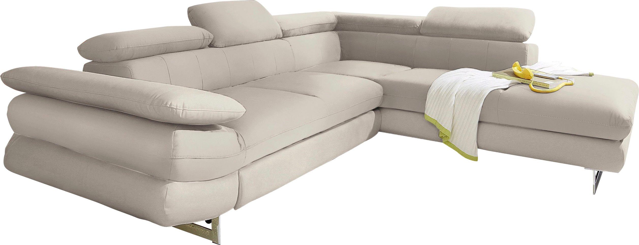 INOSIGN Ecksofa Solution L-Form, mit Arm- & Kopfteilverstellung, wahlweise mit Bettfunktion