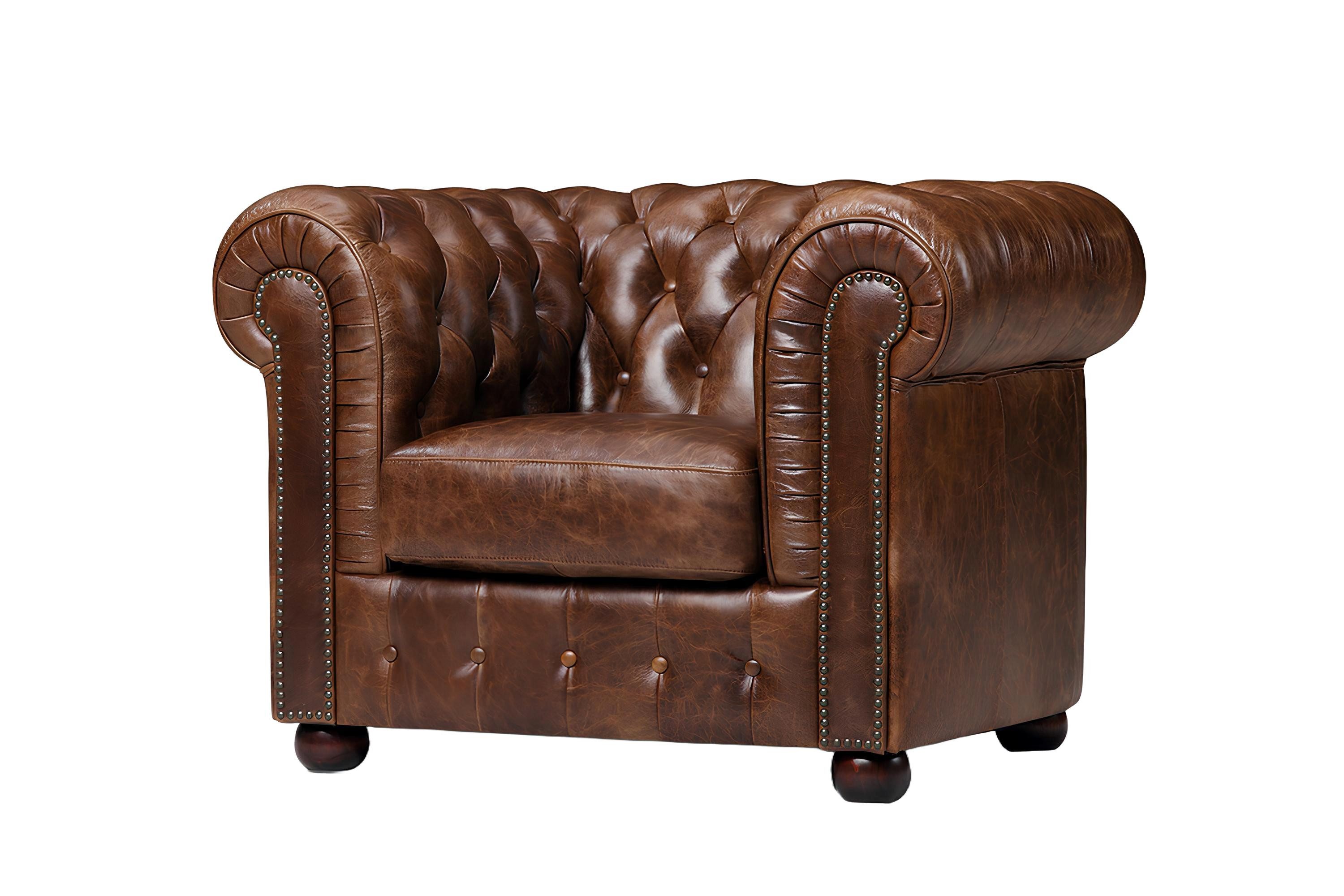 JVmoebel Chesterfield-Sessel Vollleder Chesterfield Sessel im Antik Stil mit klassischem Charme (Sessel Chesterfield Napoli), Made in Europa
