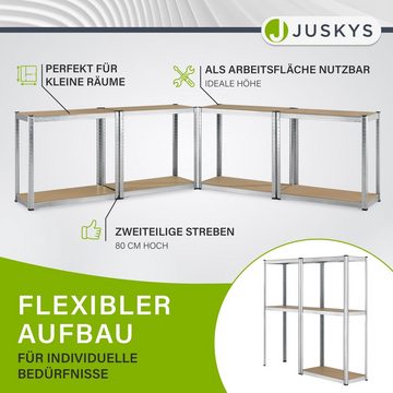 Juskys Schwerlastregal Easy, Set, 2er Set, 640 kg Traglast, 8 Böden, individueller Aufbau