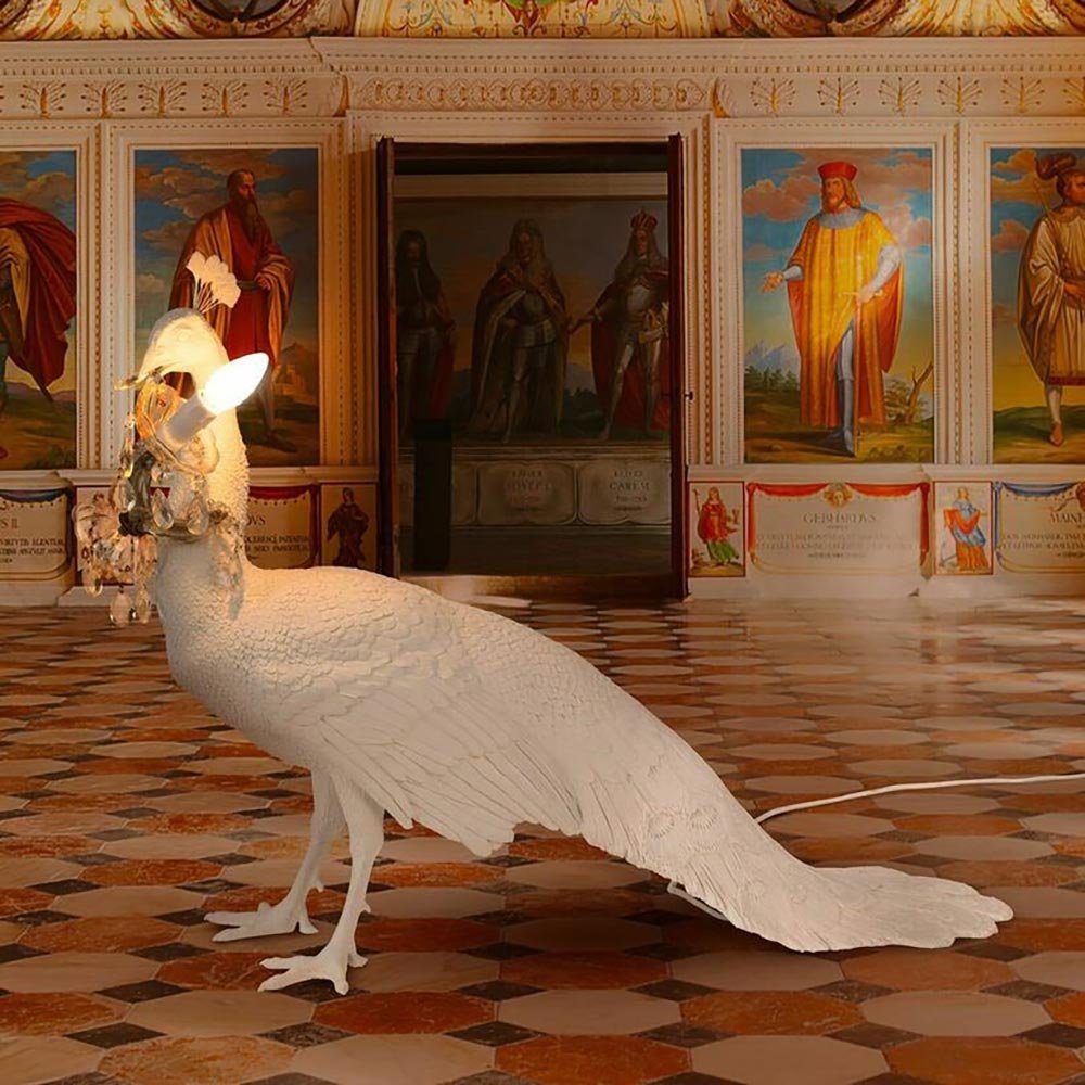 Seletti Stehlampe Seletti Weiß Peacock 100cm Pfau Weiß Stehleuchte