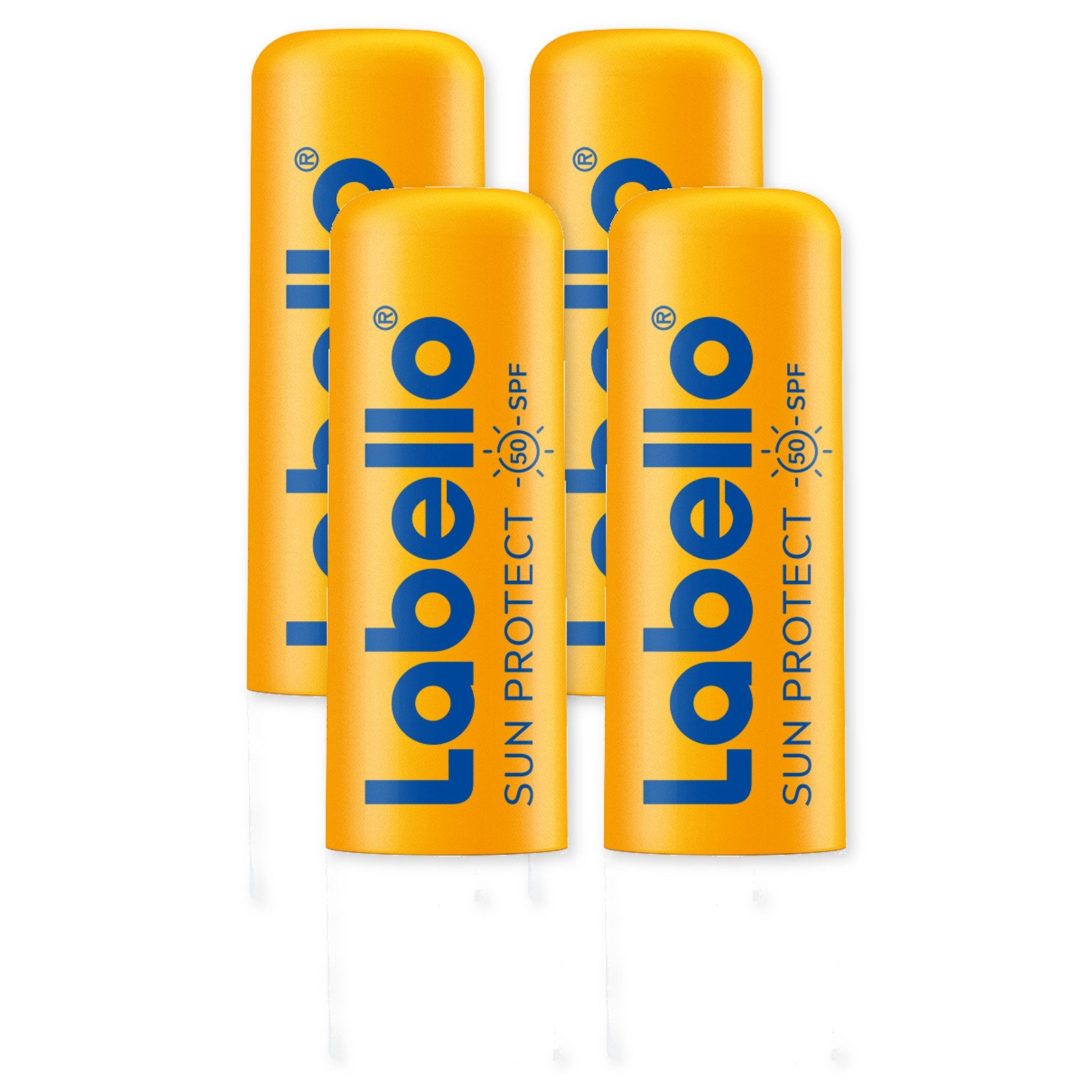 Labello Lippenbalsam Sun 4 x 4,8g Sonnenschutz für Lippen mit LSF 50 wasserfest, 4-tlg.