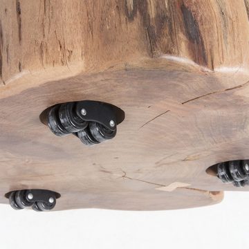Natur24 Beistelltisch Couchtisch Essi mit Rollen massives Akazienholz Ø65x60cm Tisch