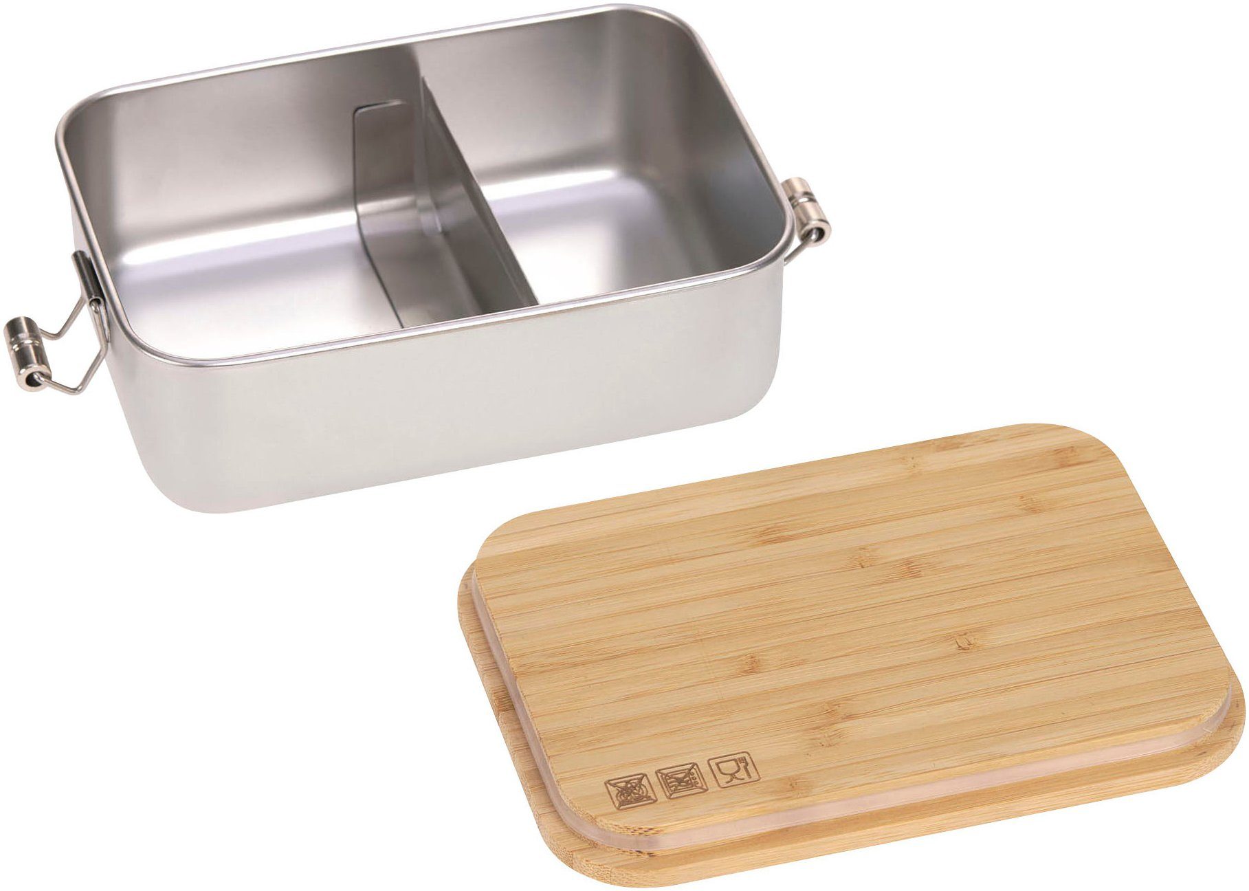 LÄSSIG Lunchbox Bamboo Nature, Bambus, Edelstahl, (1-tlg), mit Holzdeckel