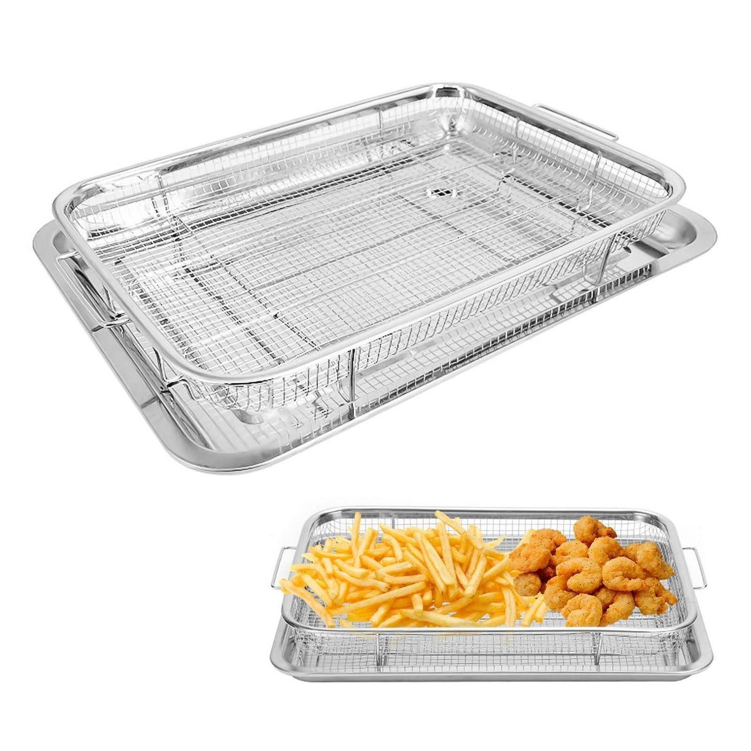 LuxusKollektion Airfry-Backblech Backblech Kuchengitter Set Edelstahl 2tlg 39cm, Metall, (1-St)