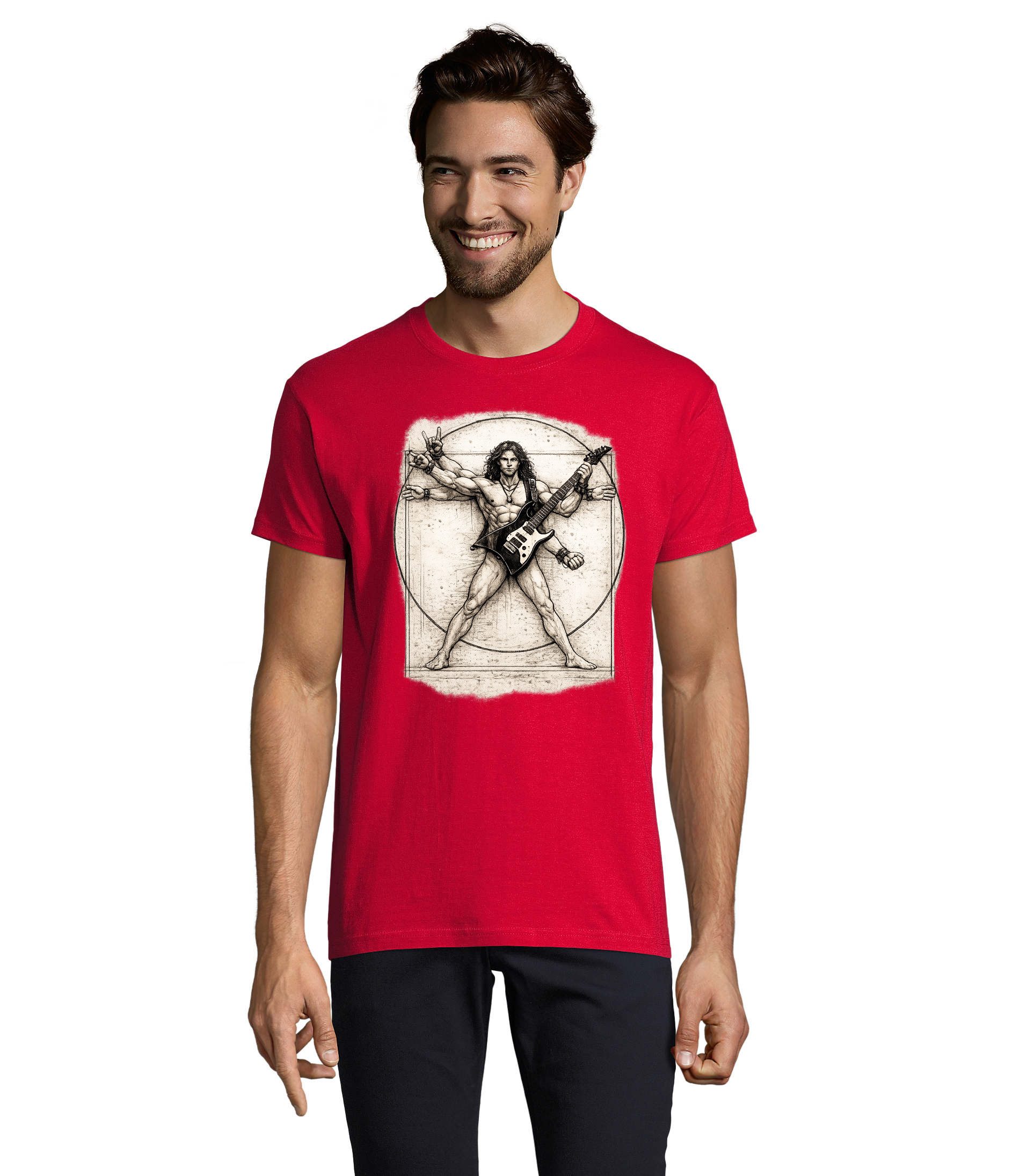 T-Shirt VitruvianischDaVinciGitarre H Tee Herren T Shirt Print Motiv