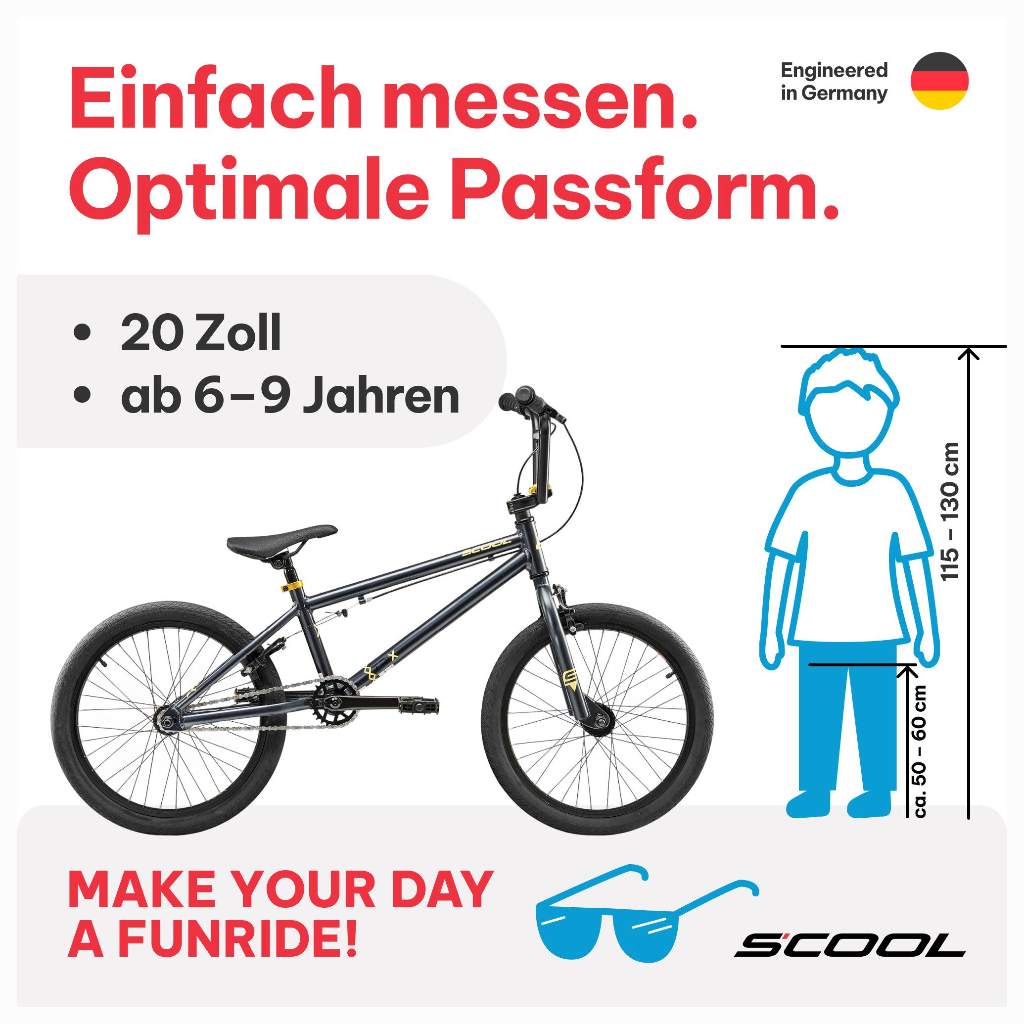 S’COOL BMX-Rad XtriX 40, Kinderfahrrad, 1 Gang, 20 Zoll