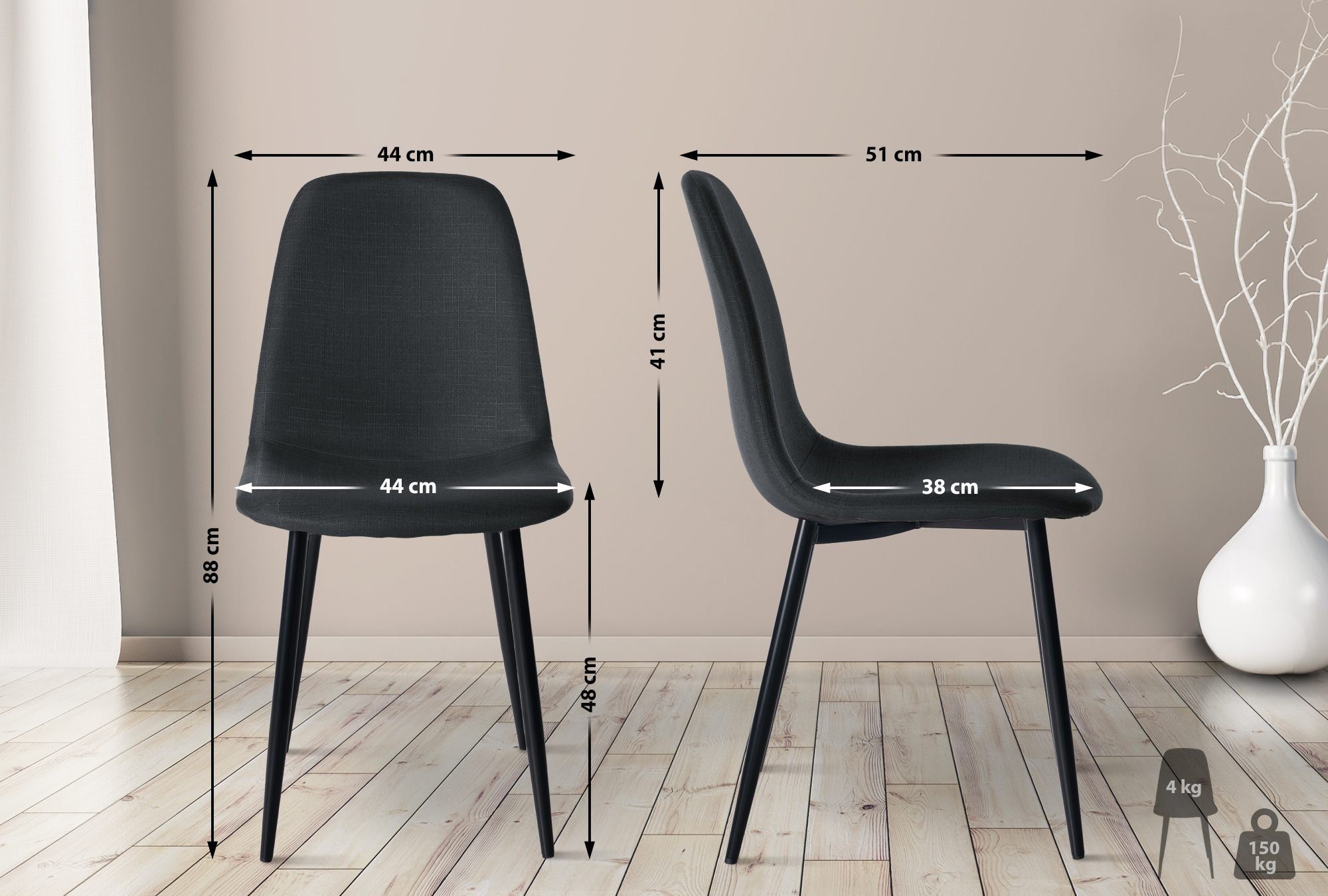CLP Esszimmerstuhl Napier (4er Set), Metall, günstig online kaufen
