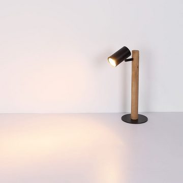 etc-shop Schreibtischlampe, Leuchtmittel nicht inklusive, Tischleuchte Schreibtischlampe Holz dunkelbraun Spot beweglich H 35 cm