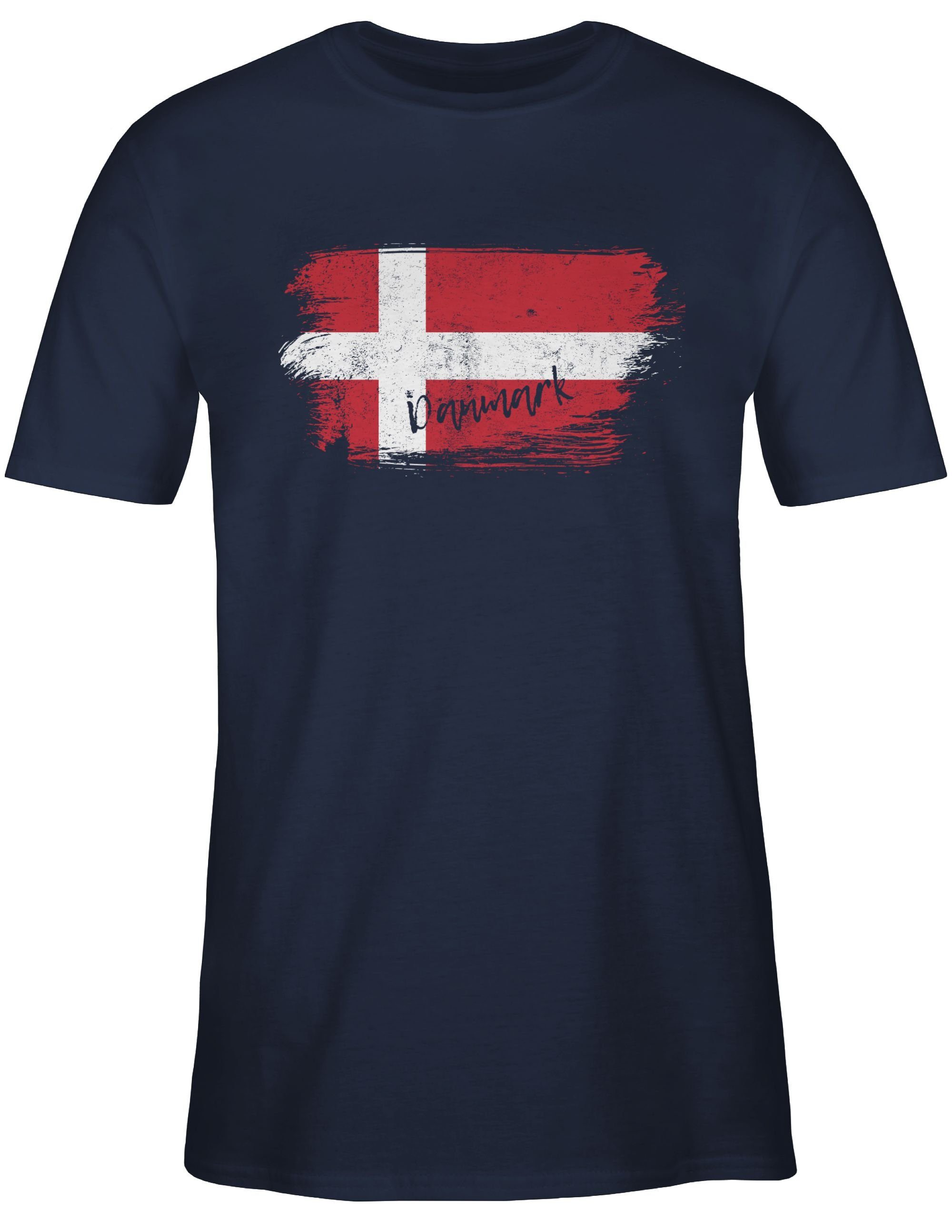Vintage Shirtracer Dänemark 2 T-Shirt Blau Fussball Navy EM 2024