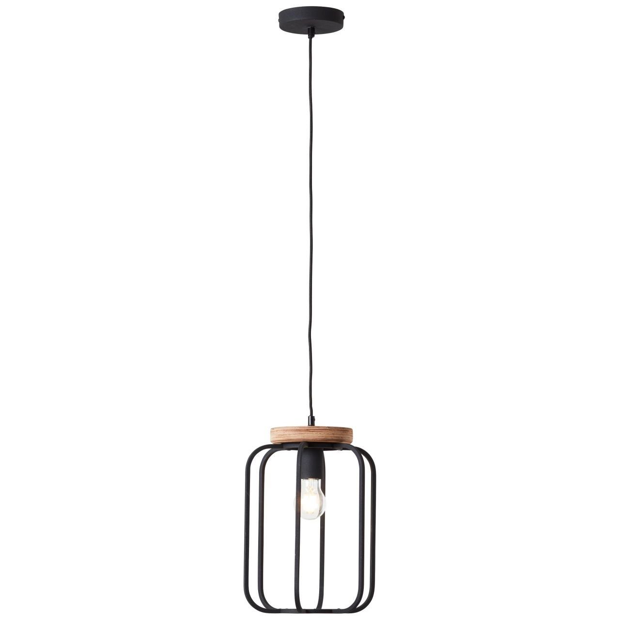 Jeden Tag neue Artikel Brilliant Pendelleuchte Tosh, Tosh E27 holz/schwarz antik korund, Pendelleuchte 1x Lampe, A60, 25cm