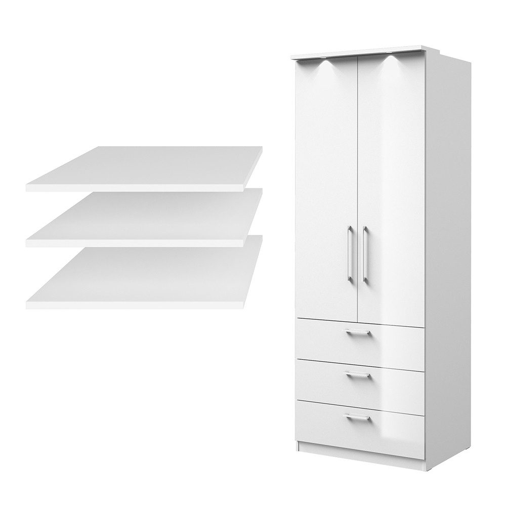 Lomadox Kleiderschrank OLMO-83 weiß Fronten Hochglanz günstig online kaufen