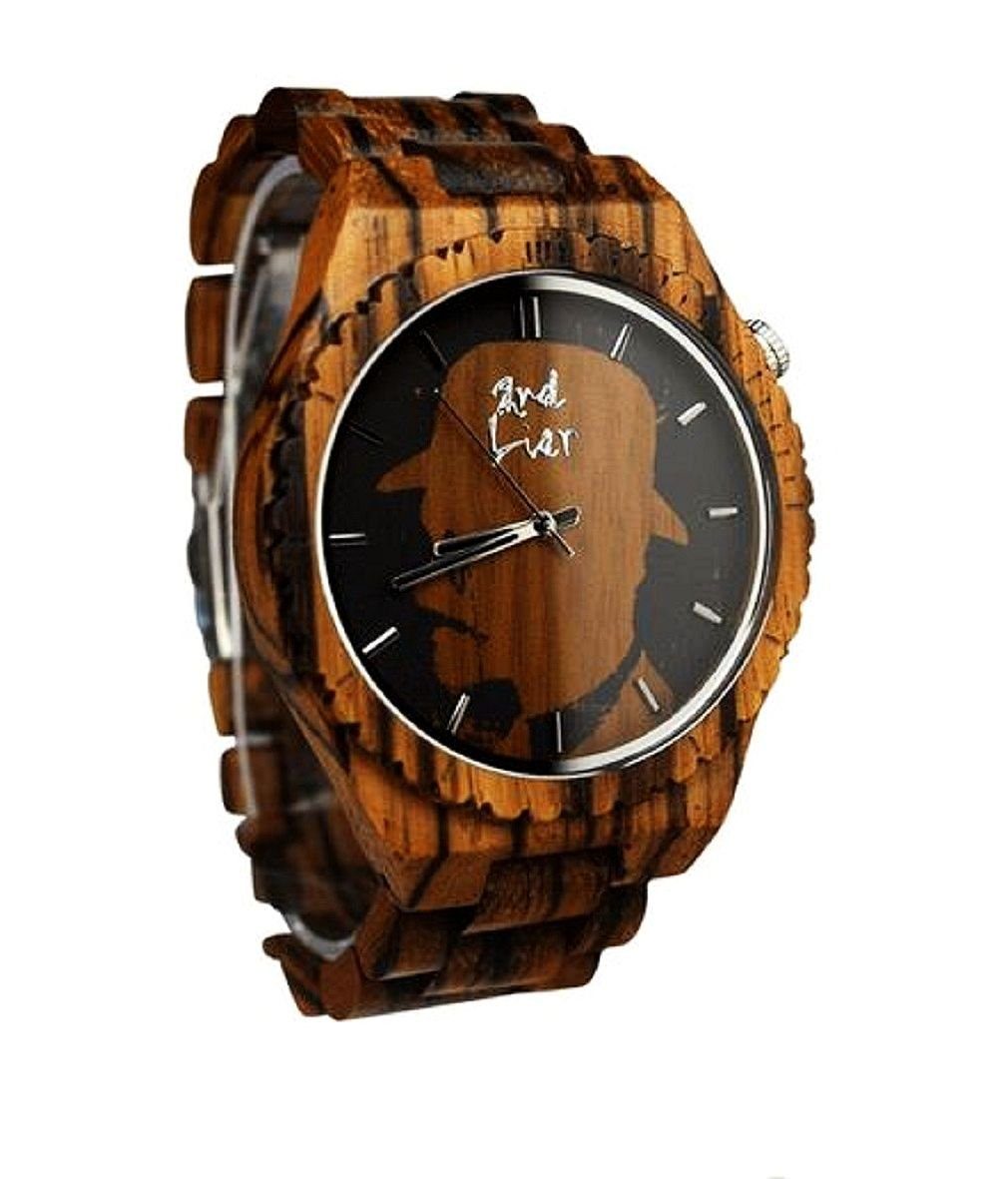 2ndLiar Quarzuhr Herren Armbanduhr Holzuhr handgemacht aus Holz 2nd Liar Hellbraun
