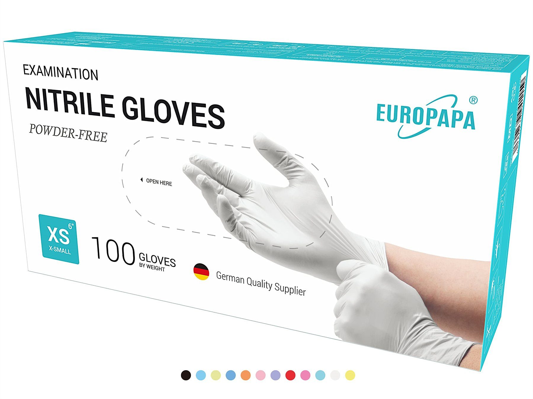 EUROPAPA Nitril-Handschuhe Medical Einmalhandschuhe Untersuchungshandschuhe (200, puderfrei ohne Latex, Gummihandschuhe, EN455 EN374) unsteril latexfrei disposible gloves