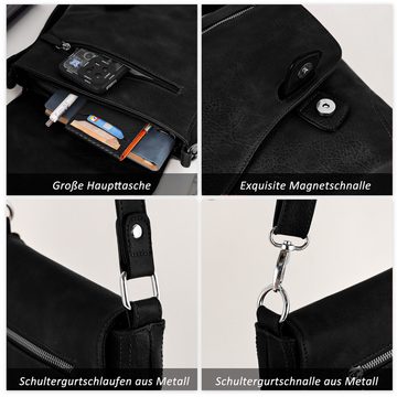 TAN.TOMI Umhängetasche Damen Handtasche mit Riegel-Magnetverschluss und Reißverschluss, Schultertasche Umhängetasche Crossover Bag Leder Optik Handtasche