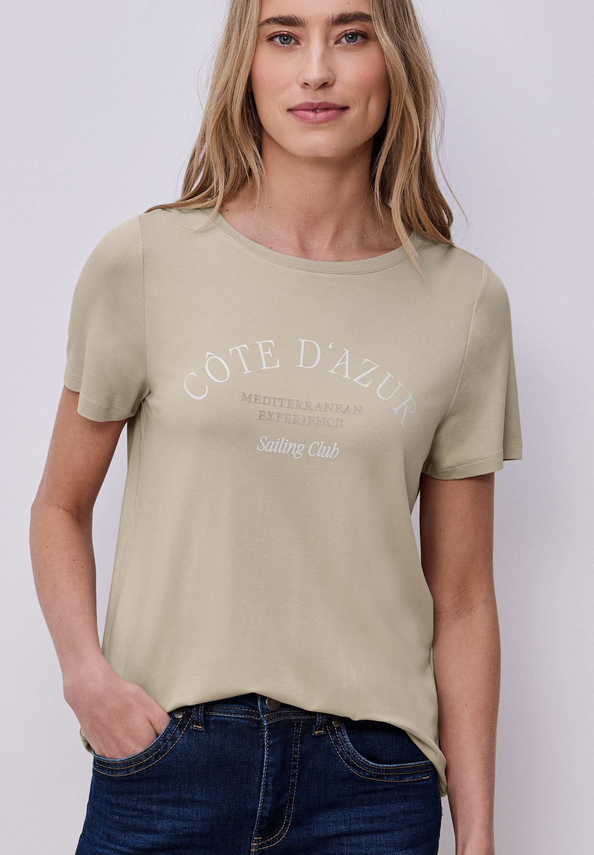 STREET ONE Rundhalsshirt Sommershirt mit Wording-Print