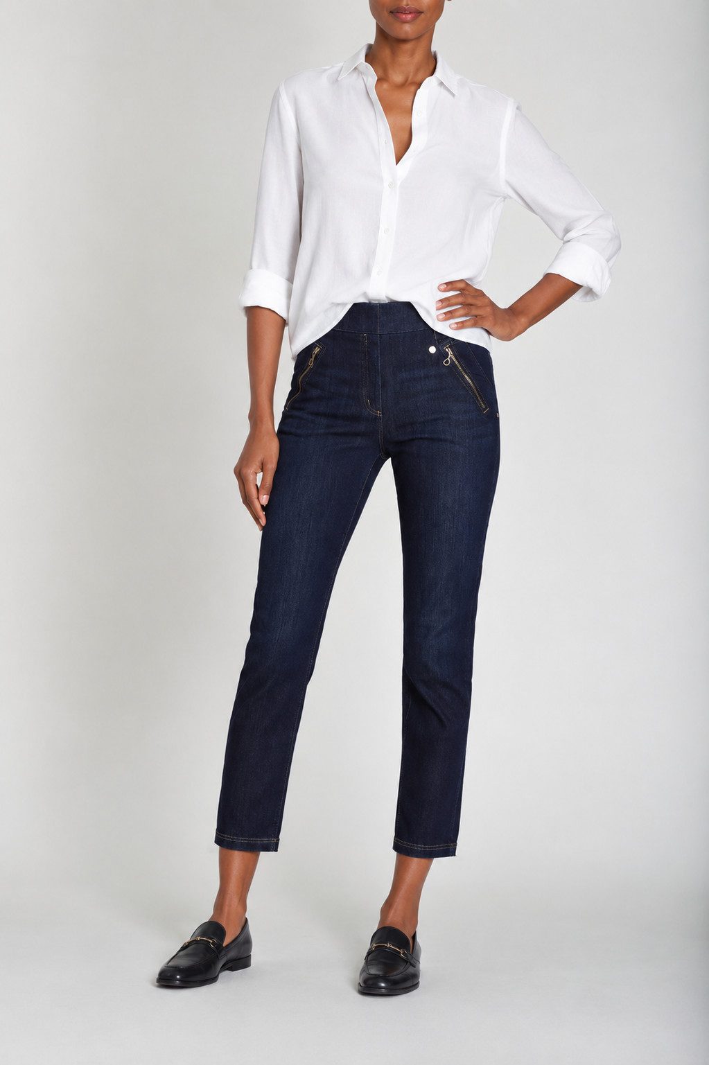 ROBELL 7/8-Jeans NENA09 Jeans mit Reißer am Beinabschluß mit Stretch Anteil