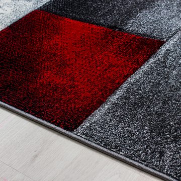 Frisé-Teppich Kariert Design, Carpettex, Läufer, Höhe: 13 mm, Wohnzimmer Teppich Rot Kurzflor Konturenschnitt Kariert Design
