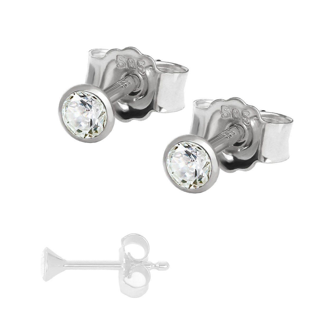 NKlaus Paar Ohrstecker Paar Winzige Ohrstecker 2,5mm Weißgold 585 14 Kara ( günstig online kaufen