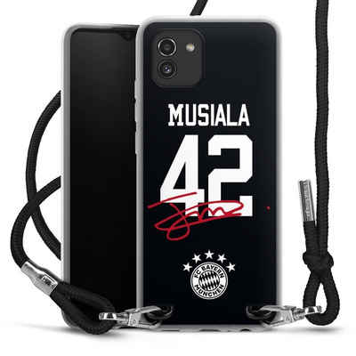 DeinDesign Handyhülle Jamal Musiala FC Bayern München Fanartikel Musiala 42, Samsung Galaxy A03 Handykette Hülle mit Band Case zum Umhängen