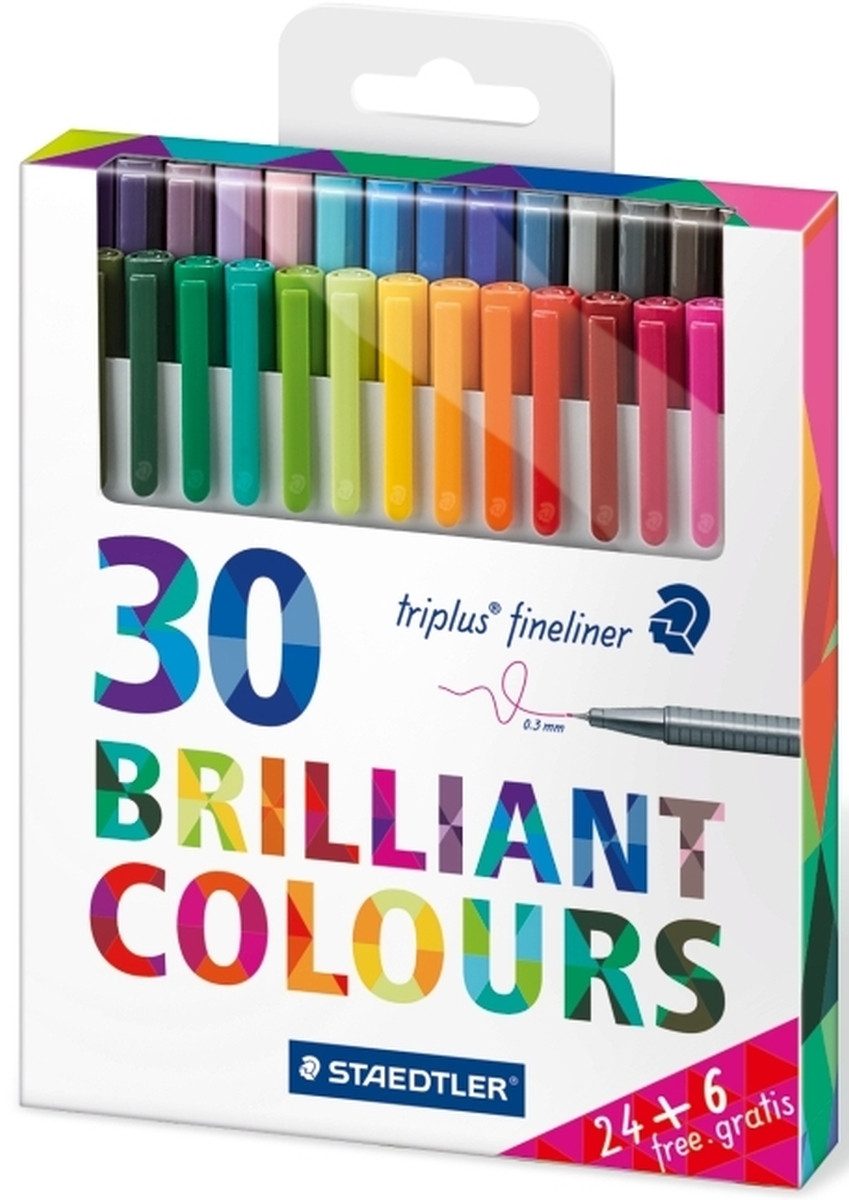 STAEDTLER Fineliner Feinschreiber triplus fineliner 0,3mm Etui mit 30 Stiften (10 Stück)