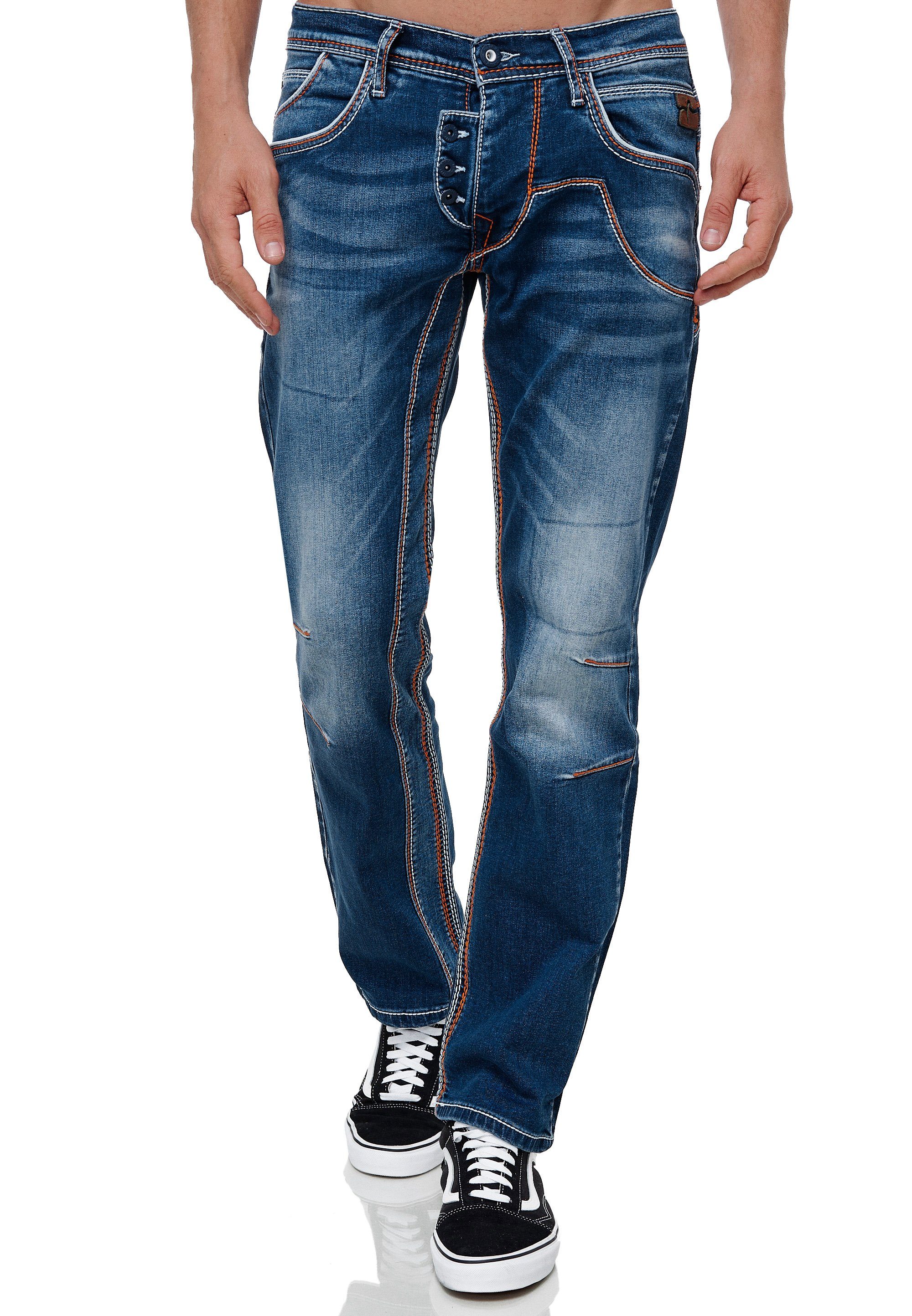 Rusty Neal Straight-Jeans RUBEN 43 mit auffälligen Ziernähten | Straight-Fit Jeans