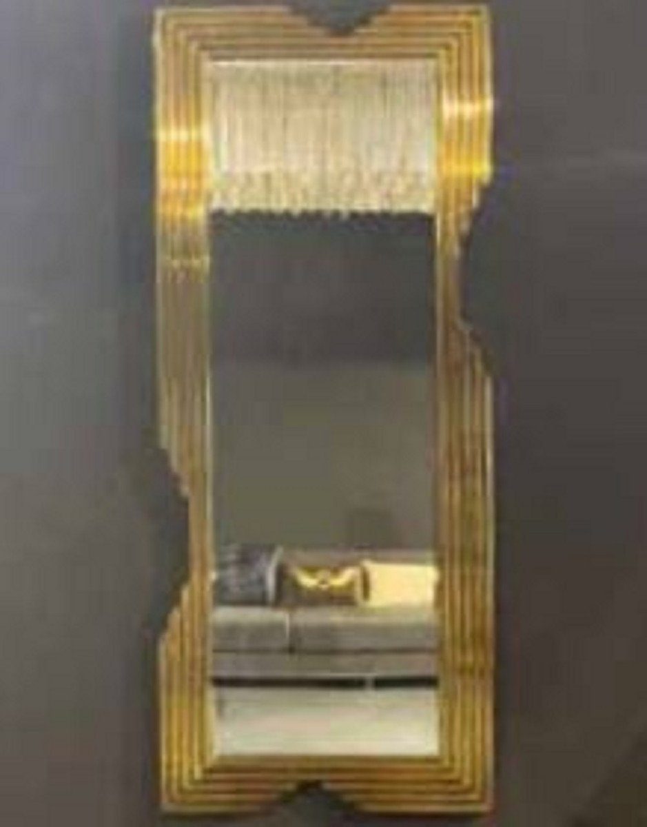 Wandspiegel Luxus Wandspiegel Gold 79 x 5 x H. 190 cm - Rechteckiger Wohnzimmer Spiegel mit Metallrahmen - Schlafzimmer Spiegel - Garderoben Spiegel - Luxus Kollektion
