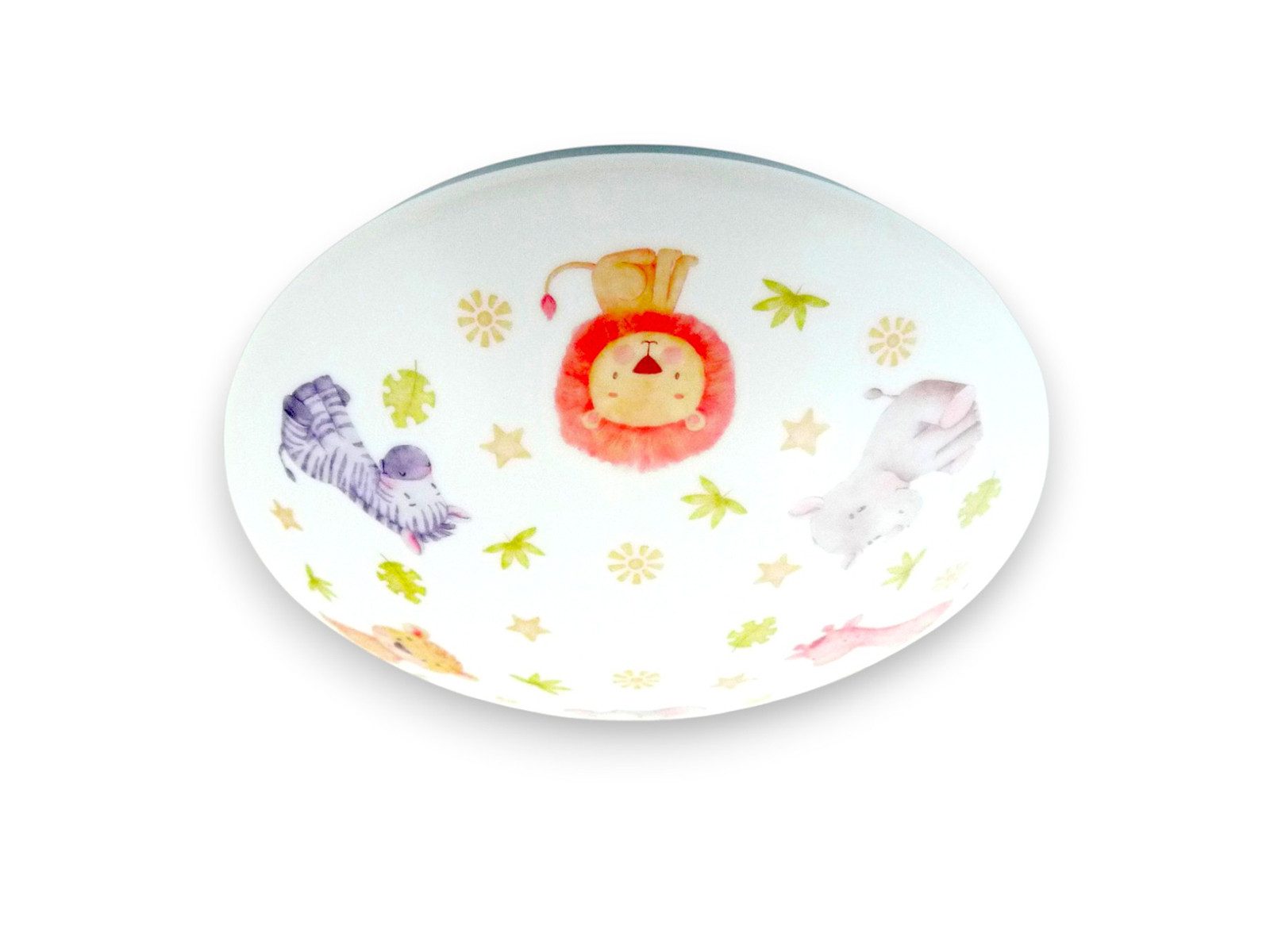 niermann LED Deckenleuchte mit Tiere Afrikas Motiv, Ø 35cm, Dimmfunktion, Über Schalter in 3 Stufen dimmbar, LED wechselbar, Warmweiß, Coole Kinder-Lampe flach für die Decke im Jugendzimmer