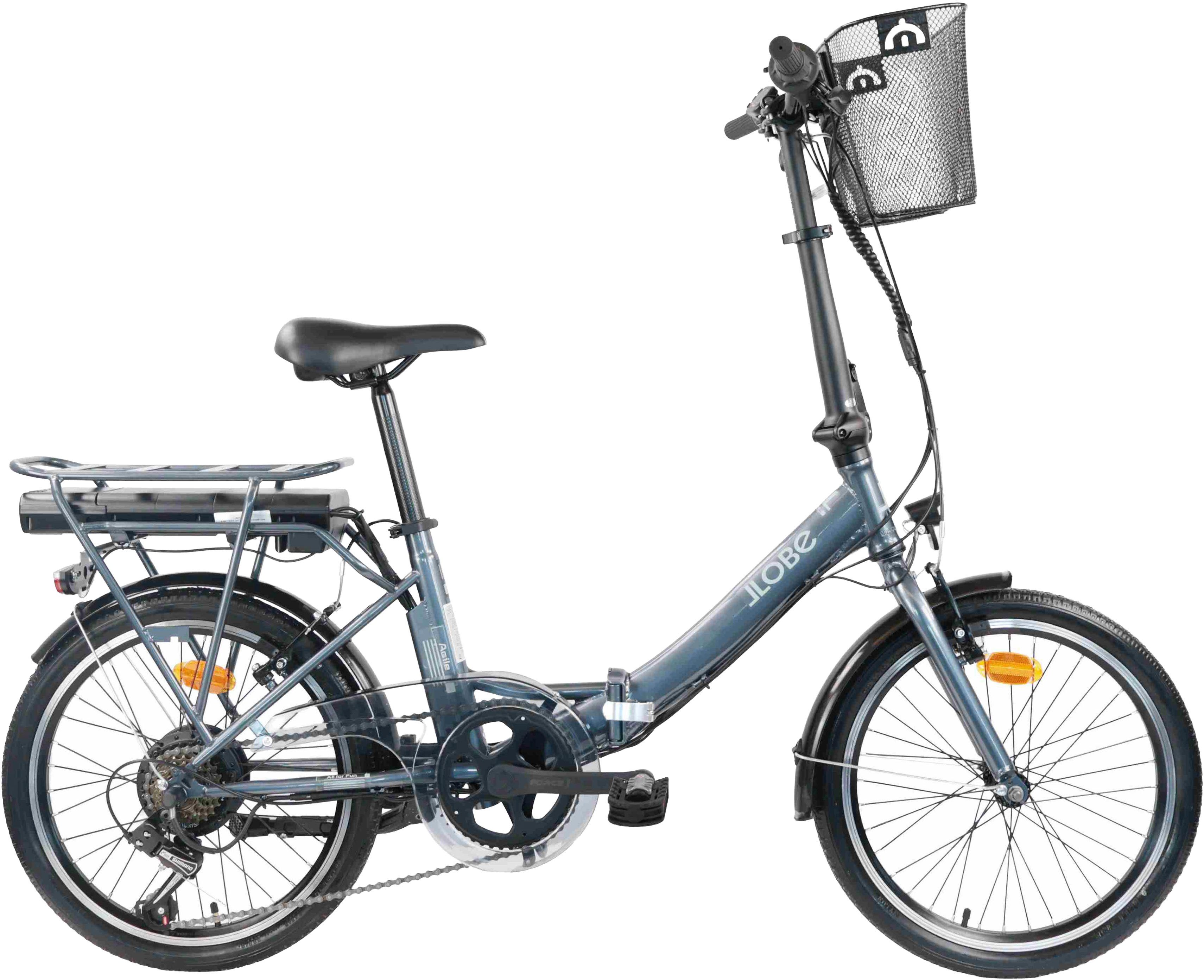 LLobe E-Bike Klapprad Falt E-Bike 20" Agile, 5 Gang Shimano Tourney Schaltwerk, Kettenschaltung, Heckmotor, 280,8 Wh