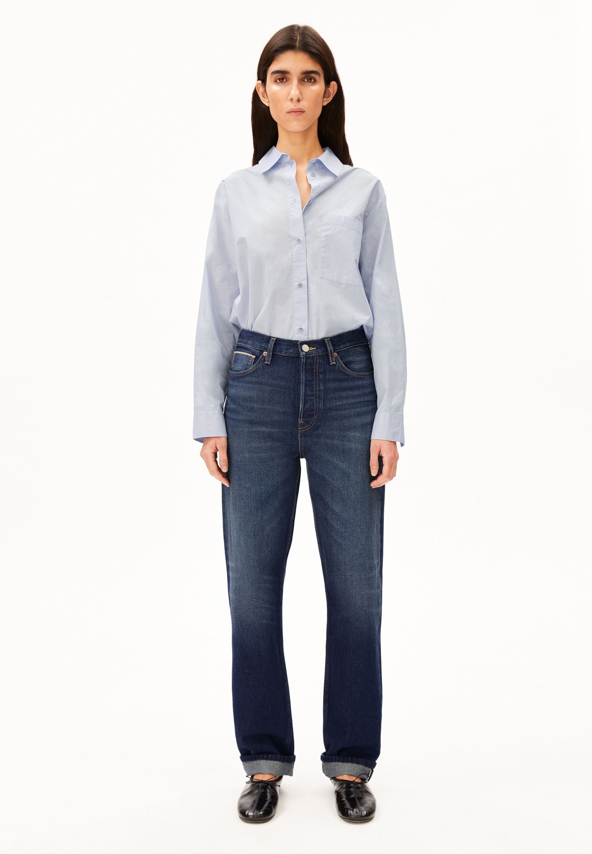 Armedangels Straight-Jeans AAIKALA SELVEDGE (Non-Stretch, Straight Fit) High waist