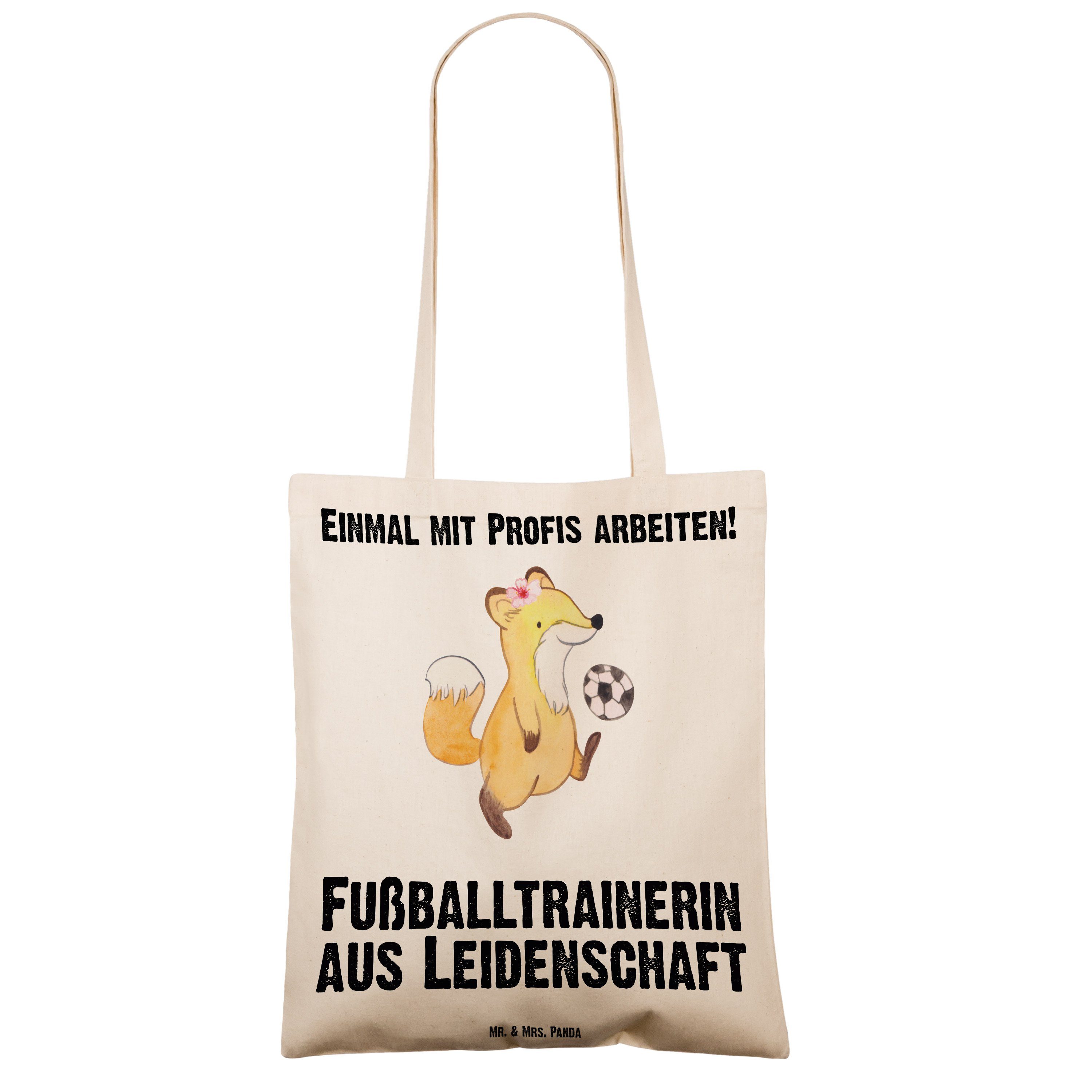 - Mr. & Tragetasche F Fußballtrainerin - Transparent aus (1-tlg) Beutel, Panda Geschenk, Mrs. Leidenschaft