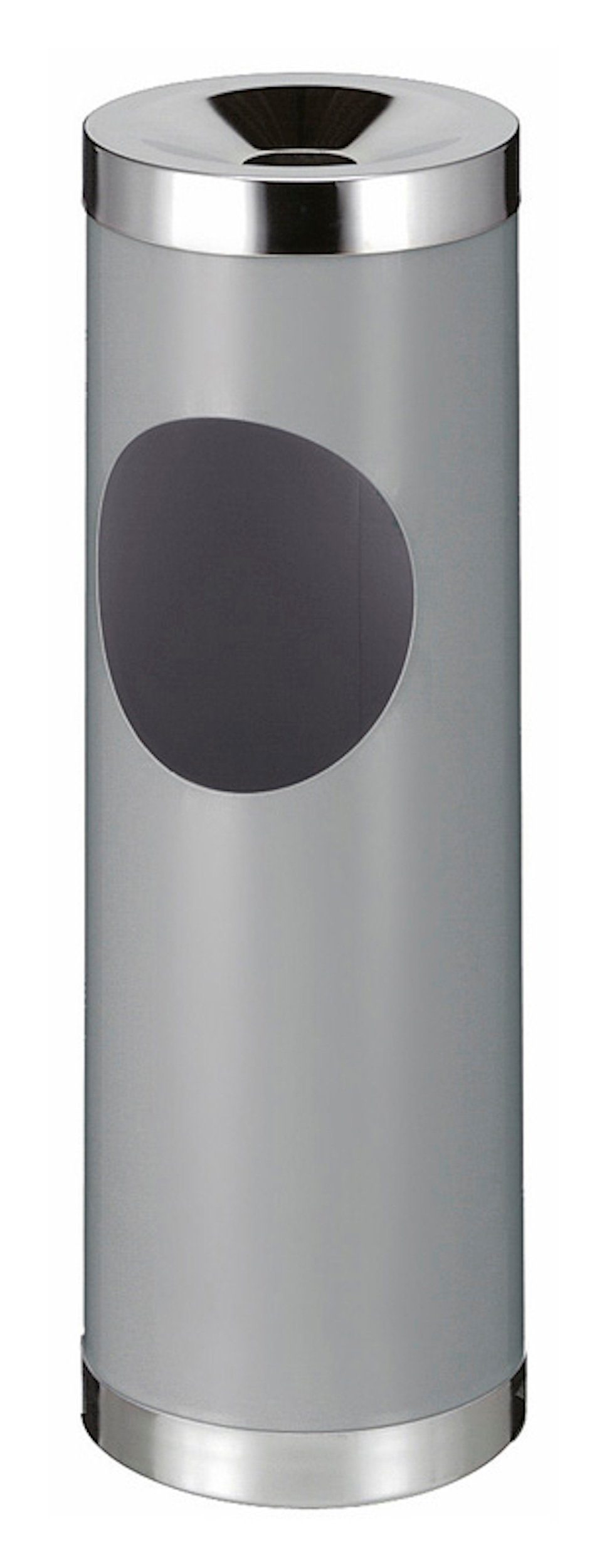 PROREGAL® Aschenbecher Runder Metall Kombiascher mit ovaler Einwurfsöffnung, 30L, Grau