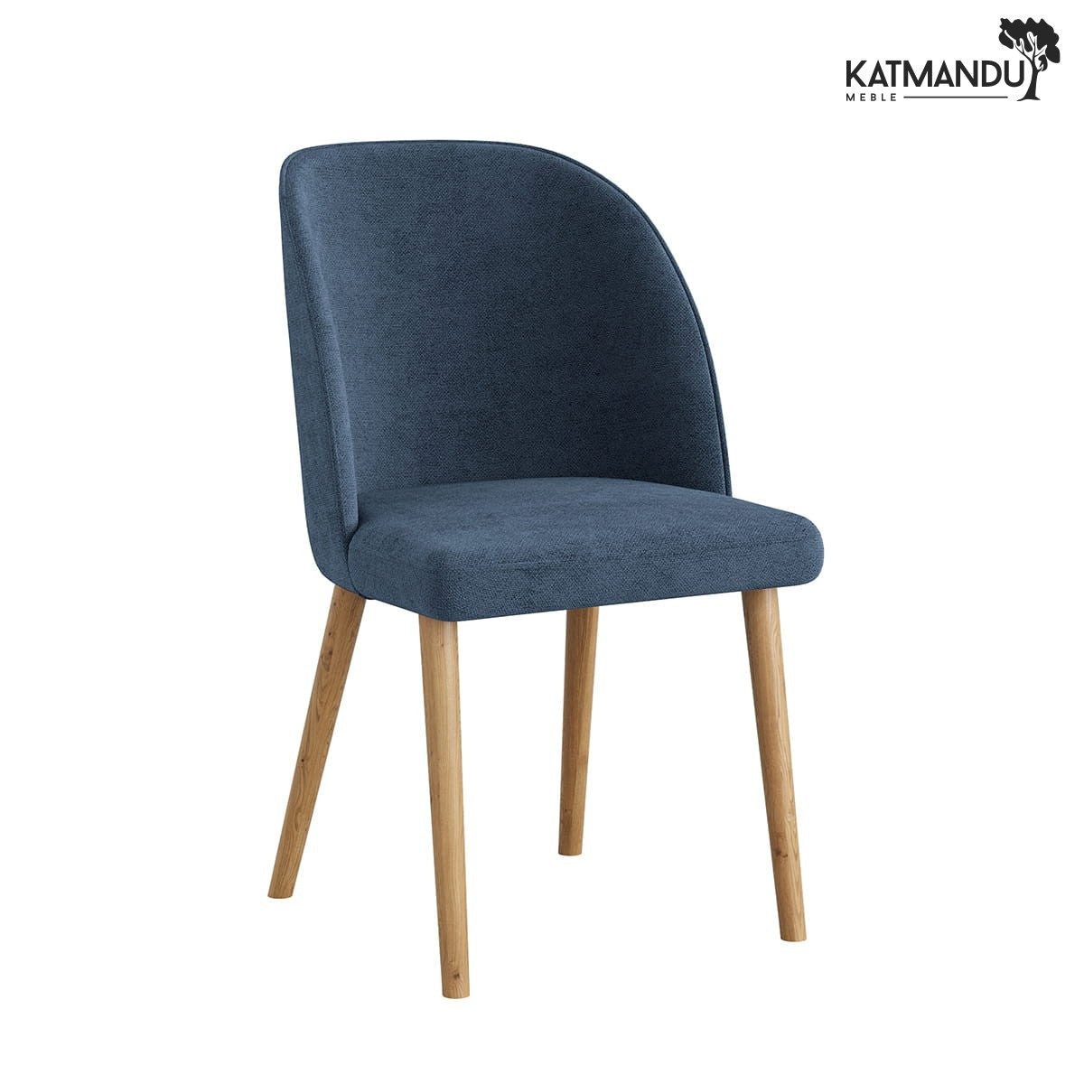 Katmandu Esszimmerstuhl Esszimmerstuhl Olbia in Blau – Chenille Rebel 11 mit Massivholzbeinen, Seniorenstuhl, Pflegestuhl