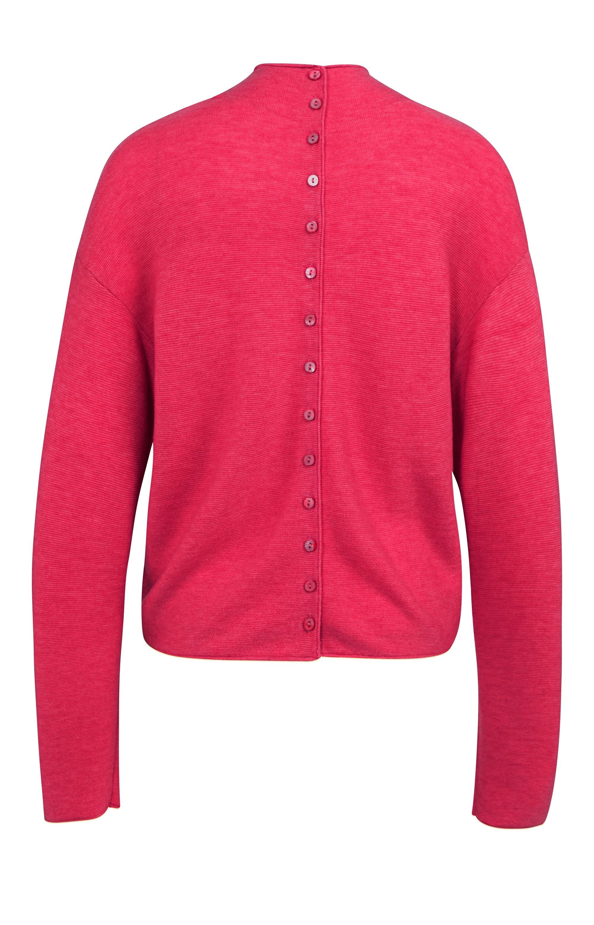 YAYA Rundhalspullover Pullover mit Knöpfen am Rücken