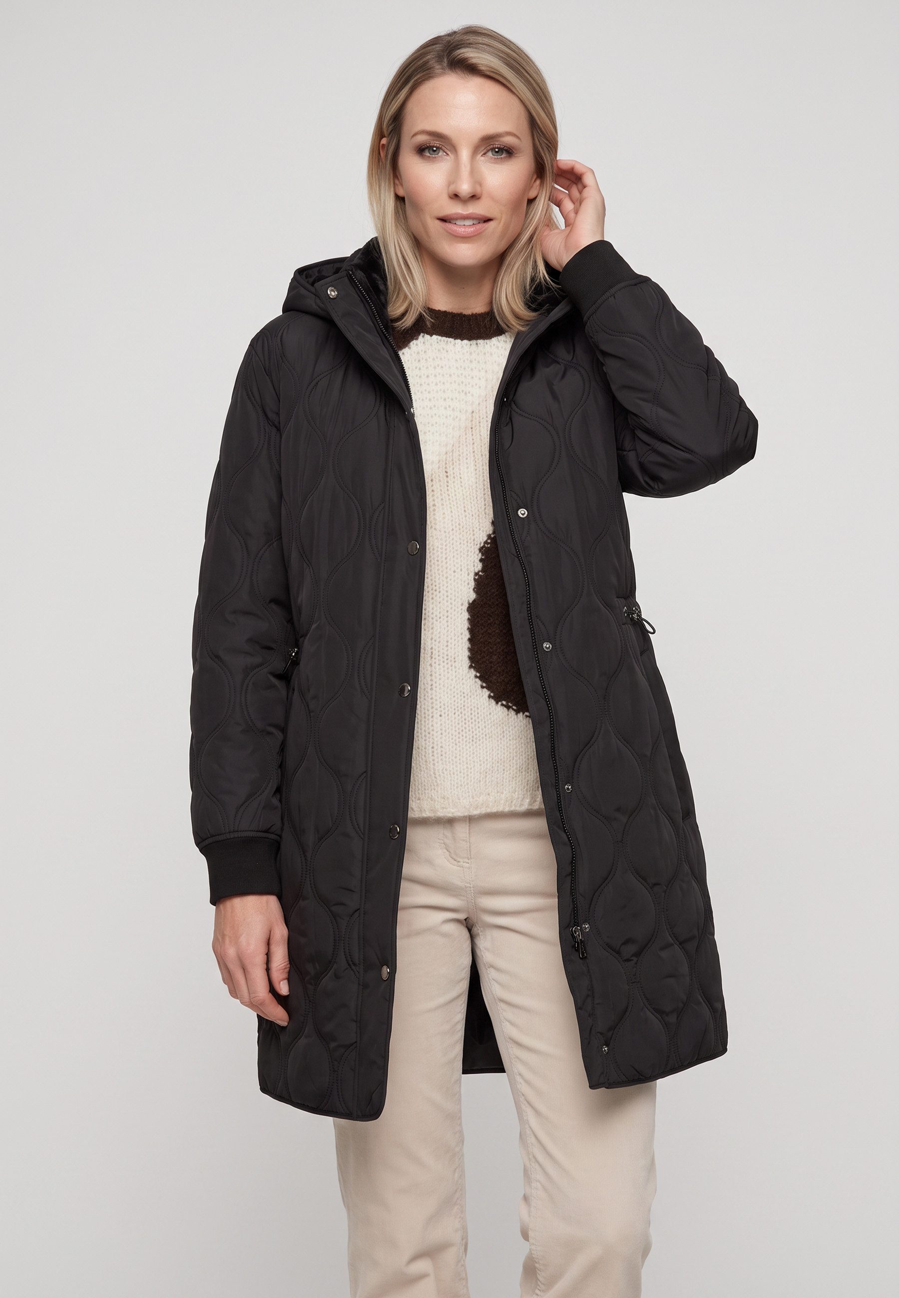 Olsen Wintermantel mit Kapuze und Fake-Fur-Details