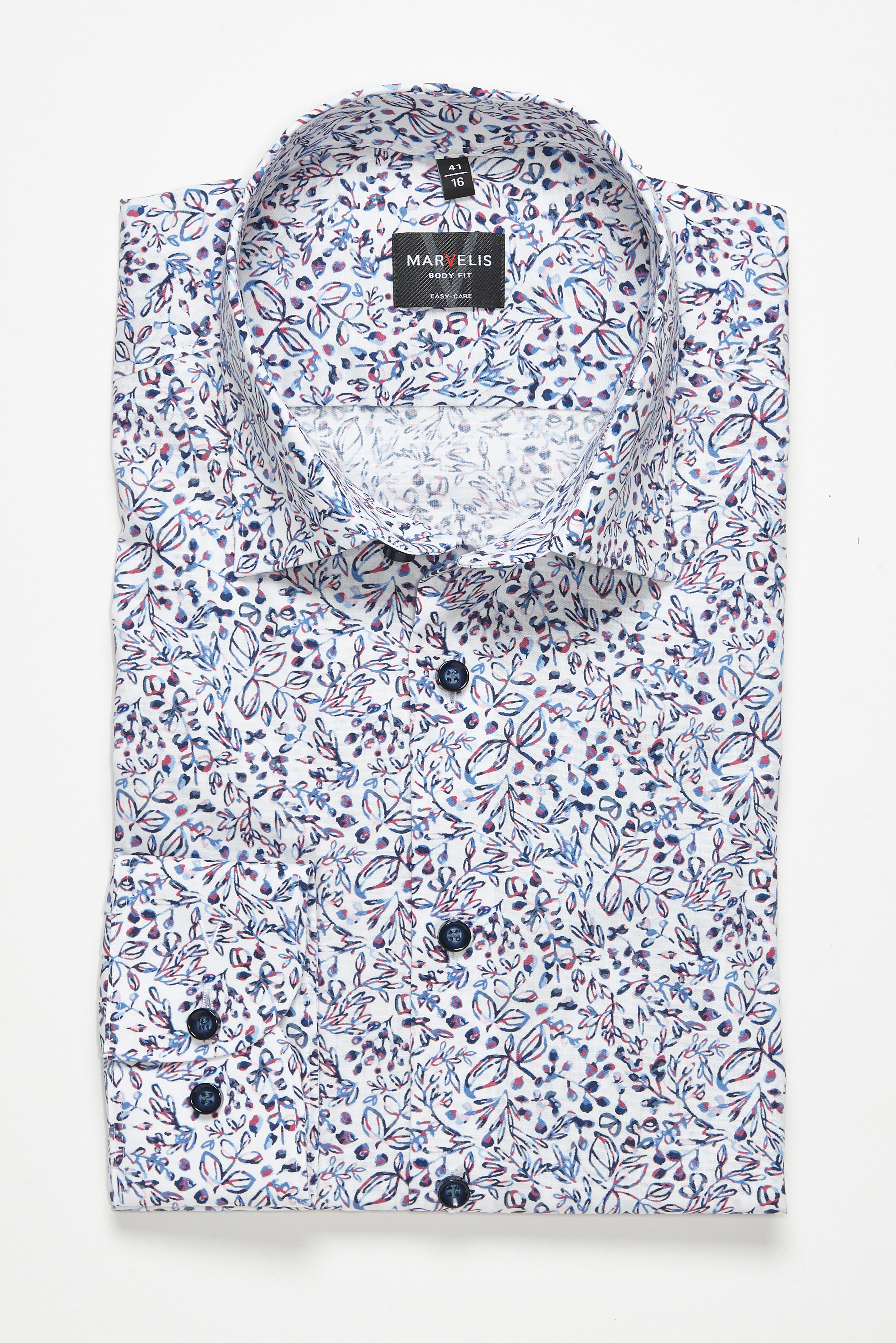 MARVELIS Langarmhemd New York Kentkragen, floraler Print, body fit