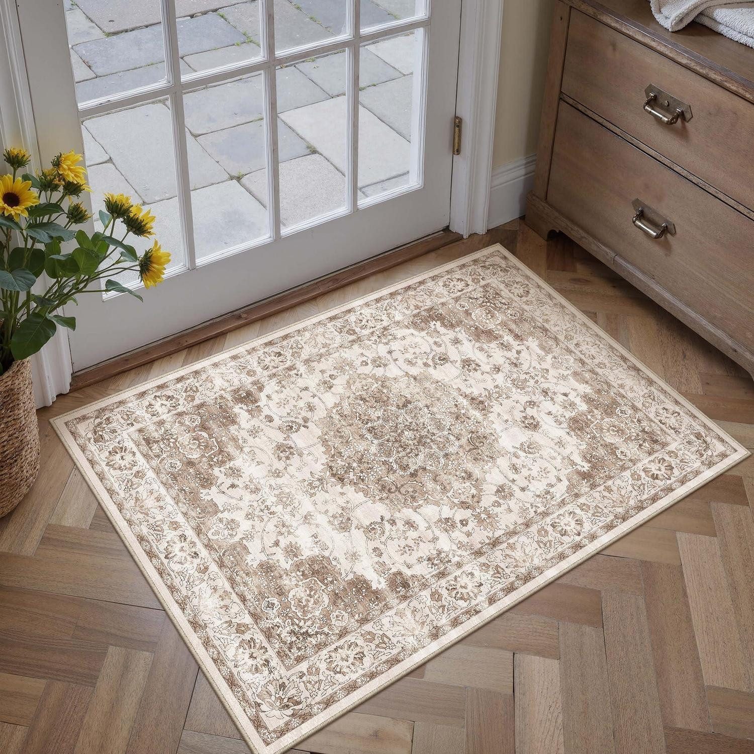 LuxusKollektion Fußmatte Fußmatte Waschbar 60x90cm Braun Moon Rechteckig, rechteckig, Höhe: 5 mm