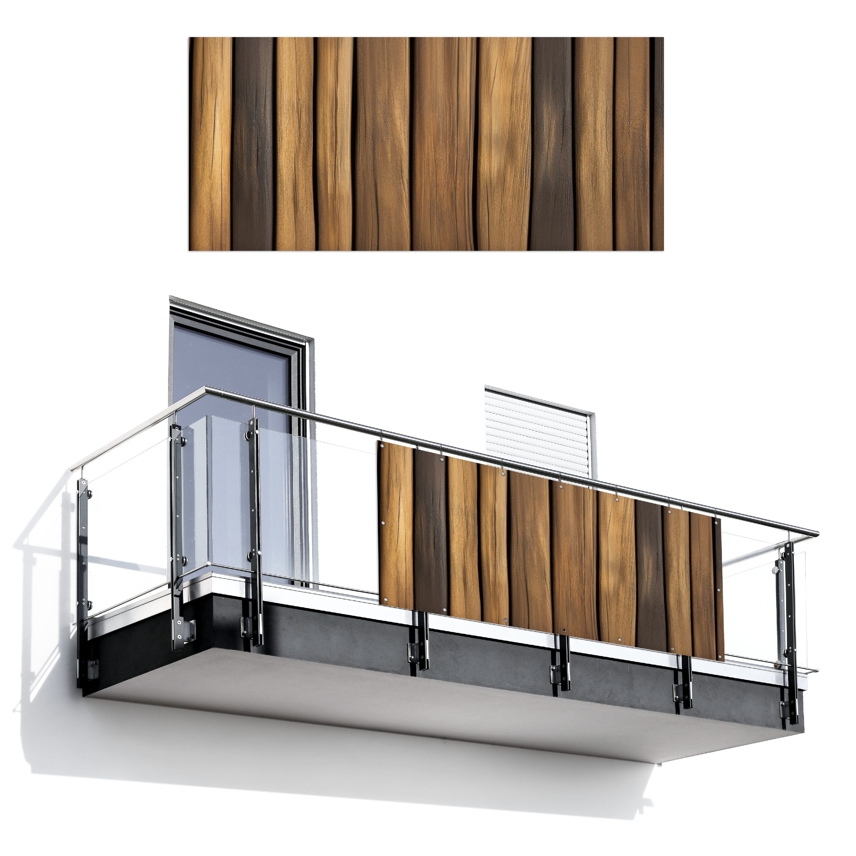MuchoWow Balkonsichtschutz Holz - Dielen - Naturtöne (1-St) Balkon Sichtschutz 90x200, Windschutz für Zaun PVC, 200x90 cm