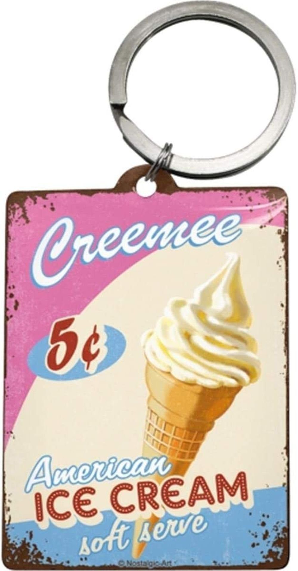 Schlüsselanhänger mit Gravur Edelstahl Schlüsselanhänger Eckig - Ice Cream