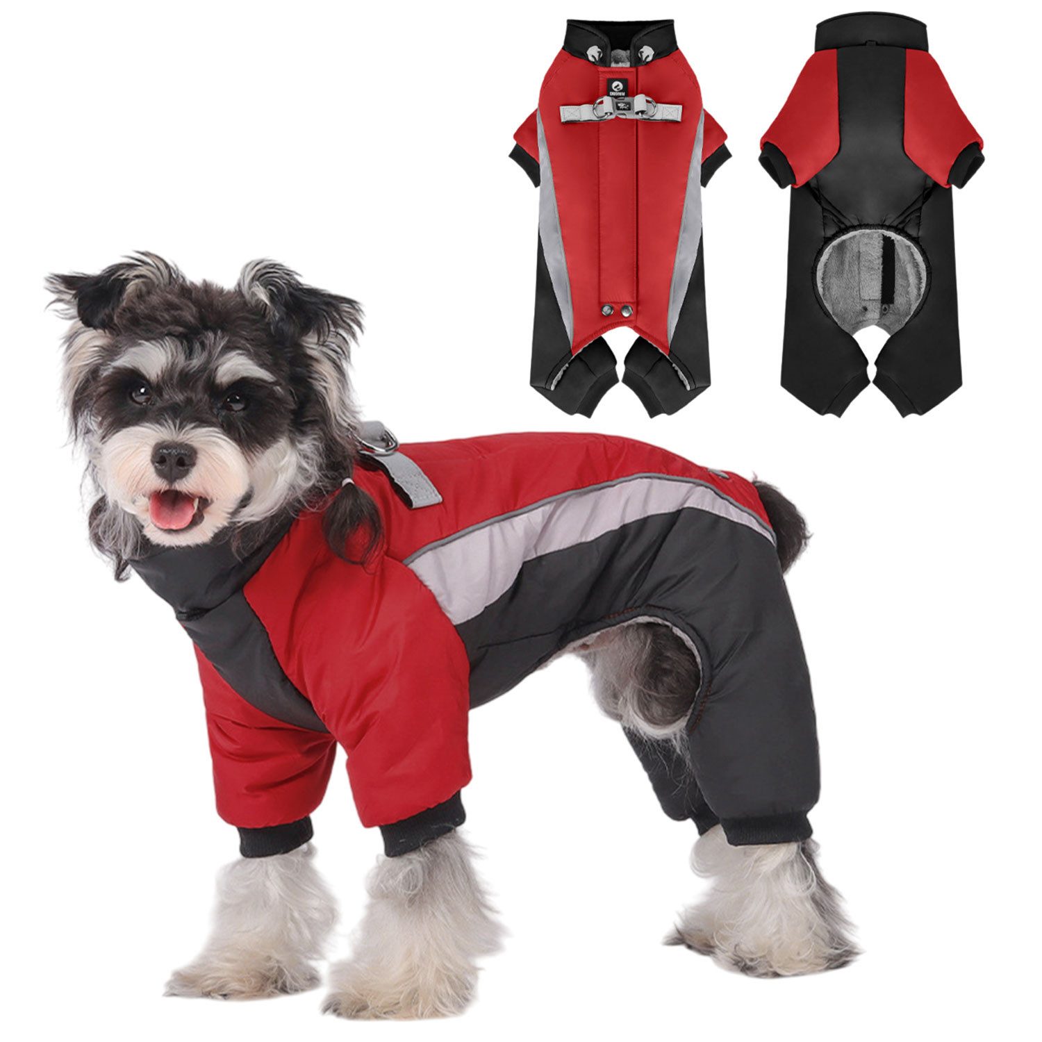 Refttenw Hundejacke Hundewintermantel,Plüsch Hund Kleidung,reflektierende, Klettverschluss-Design