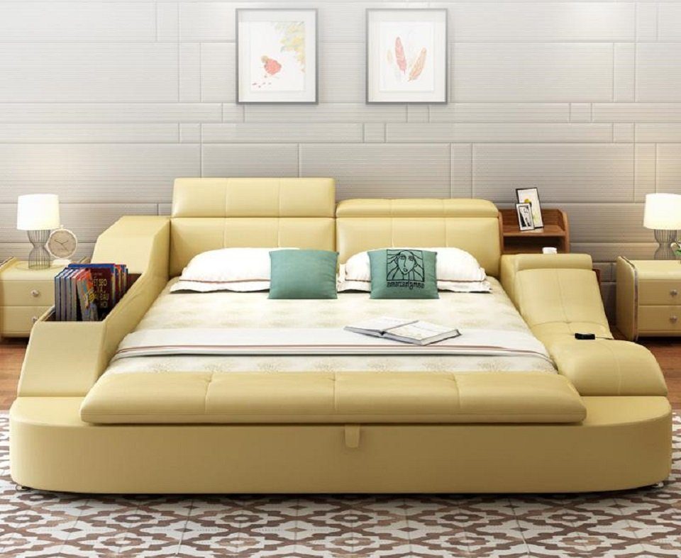 JVmoebel Bett Leder Luxus Bett Design Betten Doppel Multifunktions