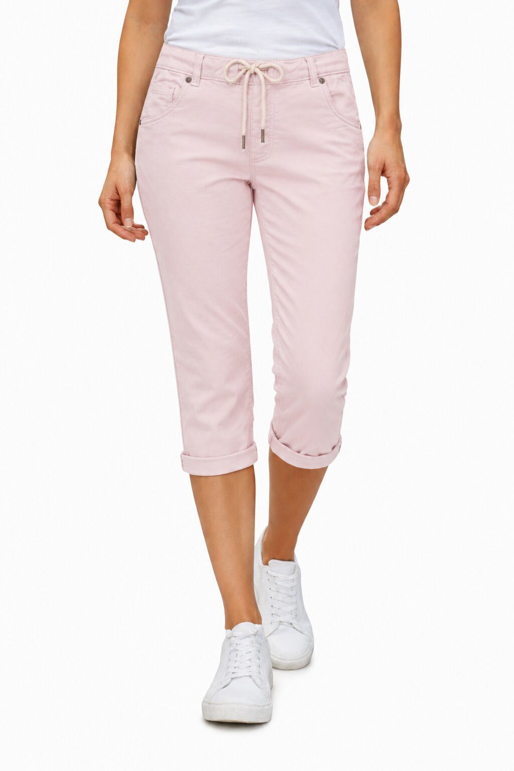 Shorts Damen 3/4 Capri Hose leichte Sommerhose mit Gürtel