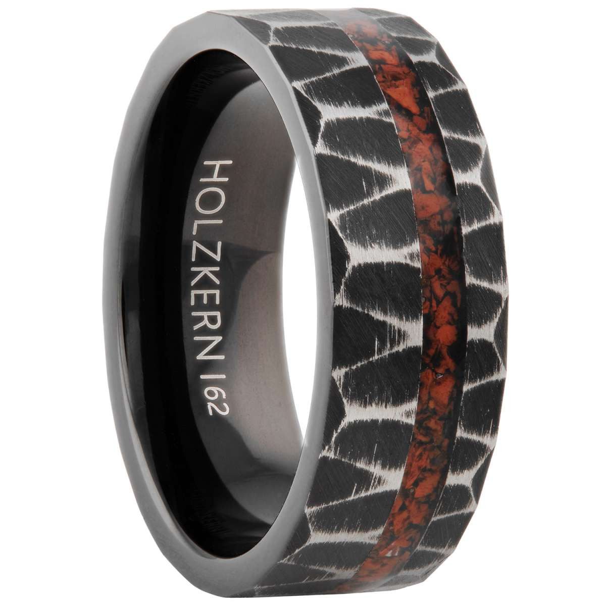 Holzkern Fingerring sumo-obsidian-titan, Herrenring Sumo Obsidian/Titan