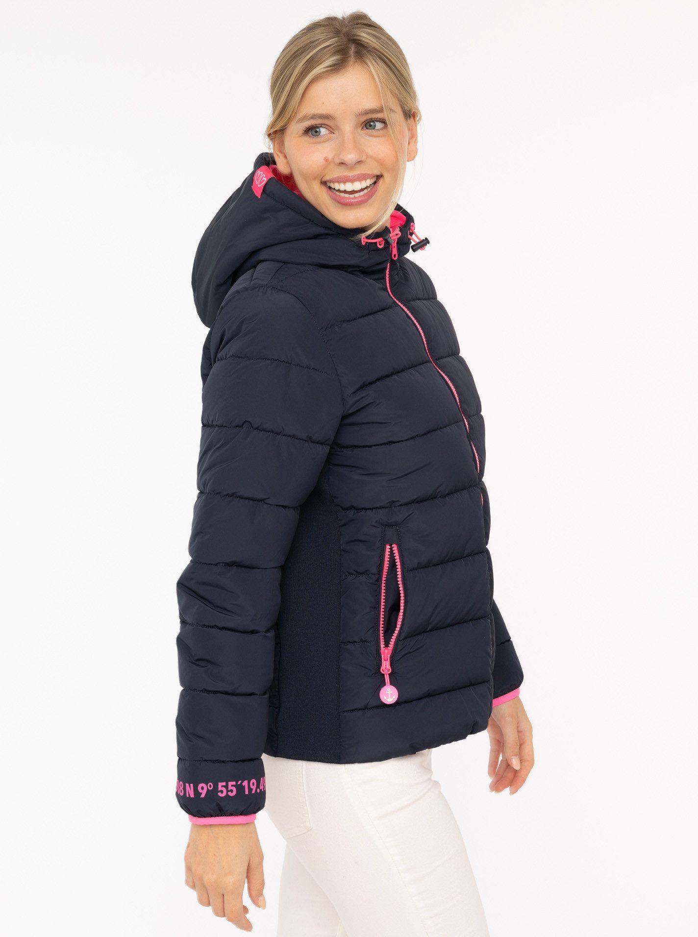 Zwillingsherz Steppjacke "Moin Moin" Kapuze, wärmend, Kontrastnähte