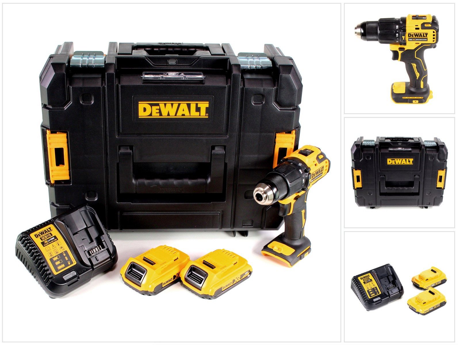DeWalt Schlagbohrmaschine DCD 709 D2T Akku Schlagbohrschrauber 18V 65Nm + 2x Akkus 2,0Ah + Lade