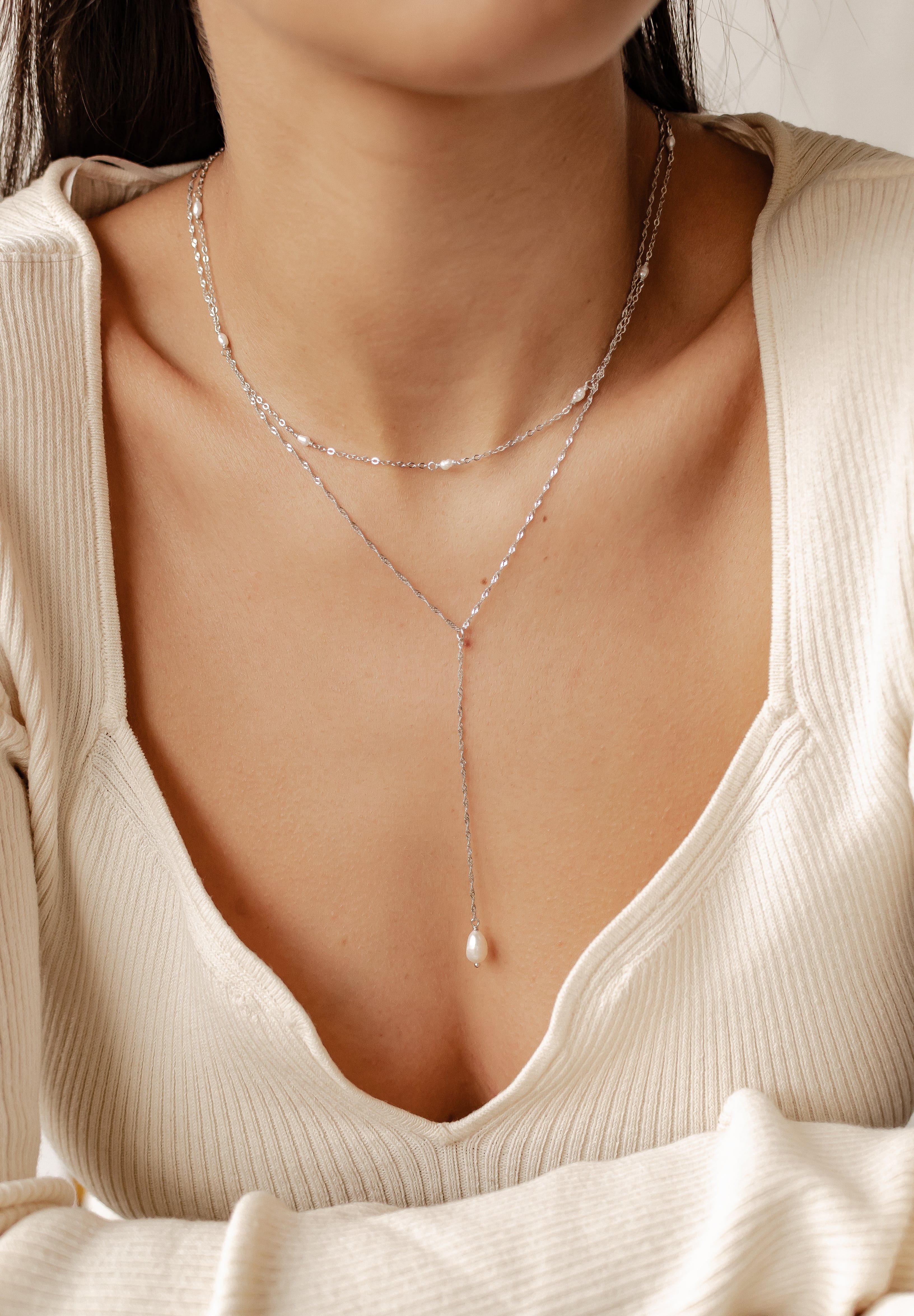 Hey Happiness Perlenketten-Set Damen Silber 925 günstig online kaufen