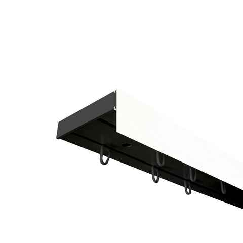 Vorhangschiene SH Set, 2-läufig, schwarz, mit 7.5 cm Blende, SN DECO GROUP, Fixmaß, Verschraubt