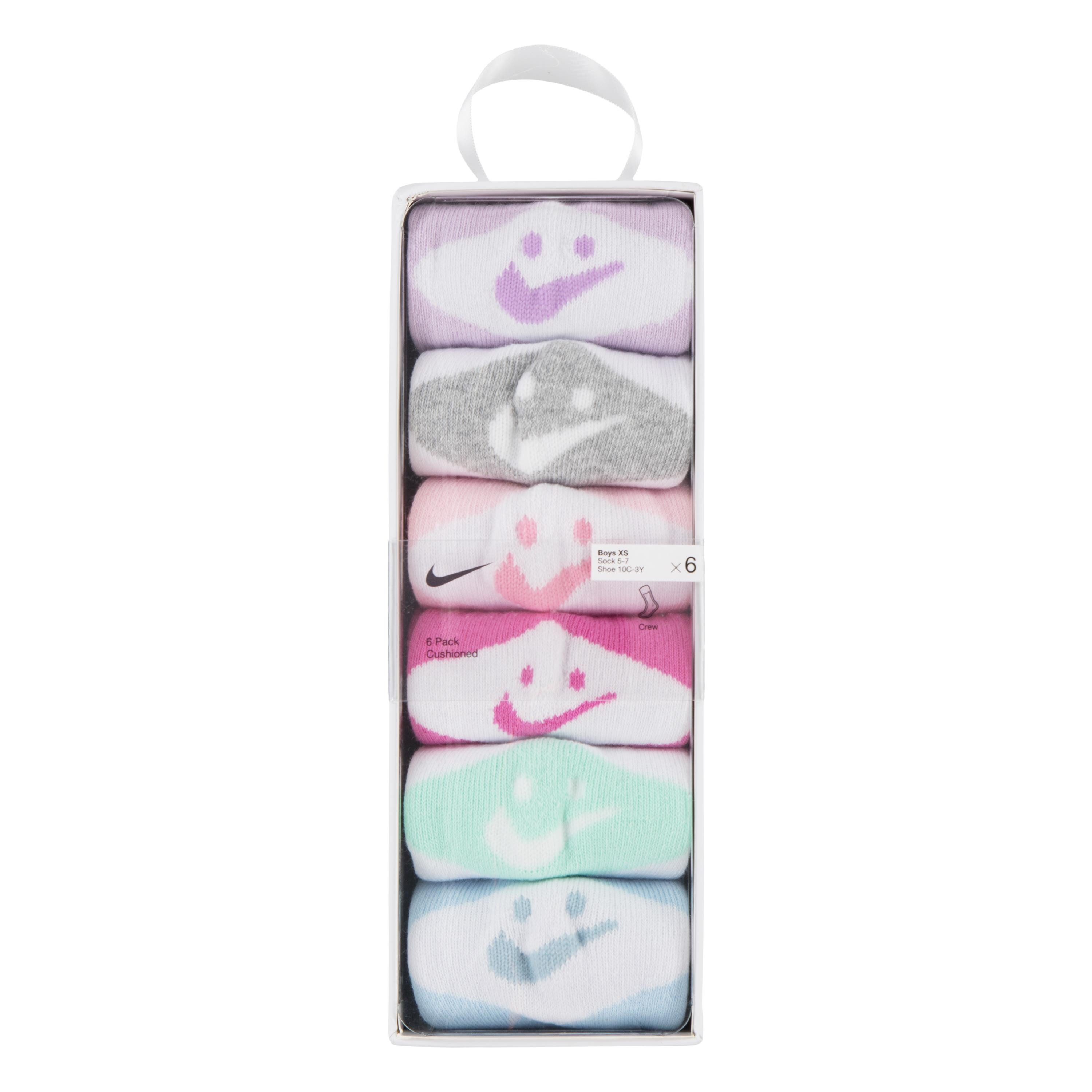 Nike Sportswear Socken NHN 6PK NIKE SMILEY CREW (6-Paar) Sechs Paar, Kindersocken, mit lächelnden Gesichtern an den Fersen