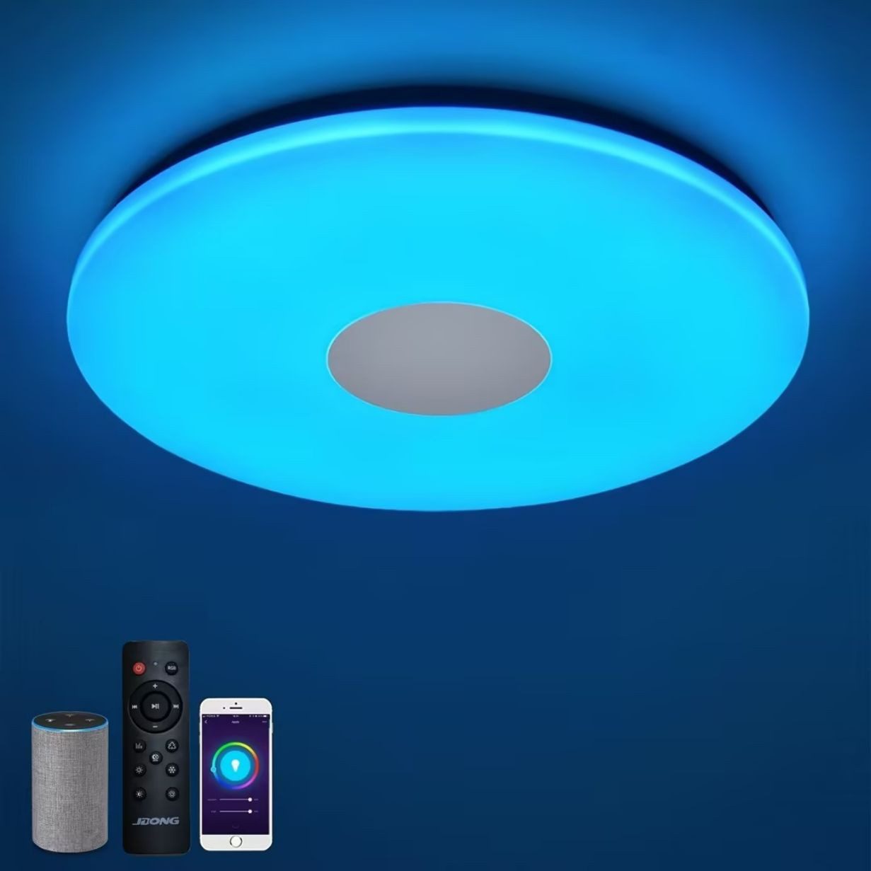 JDONG LED Deckenleuchte Wlan Deckenlampe Kompatibel mit Alexa und Google Home, RGB, Farbwechse, Einstellbar, 3000k-6500K, Lampe mit Nachtlichtfunktion Timer, für Schlafzimmer Büro Wohnzimmer