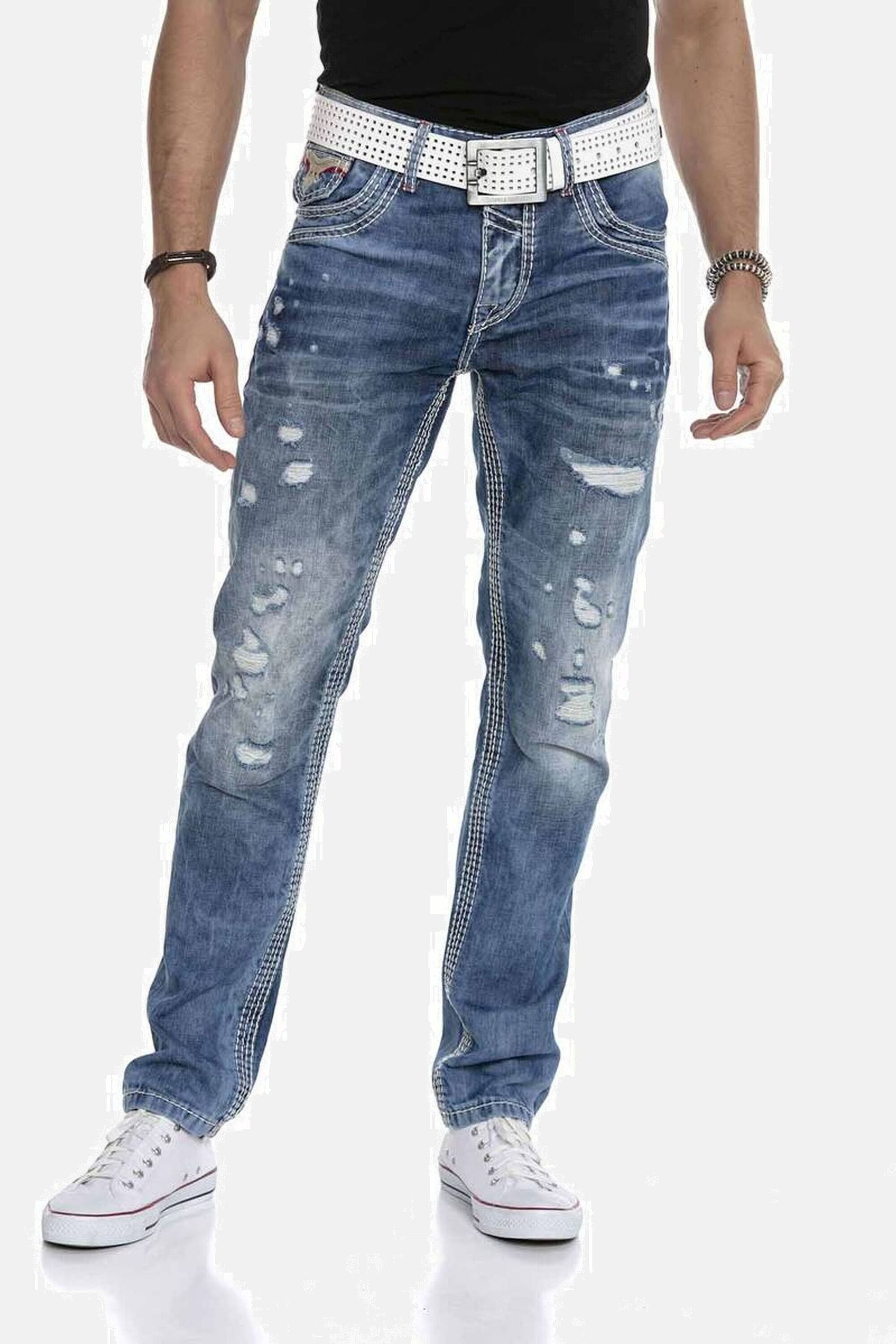 Cipo & Baxx 5-Pocket-Jeans Jeans bequeme Jeans im lässigen Destroyed-Look, CD651